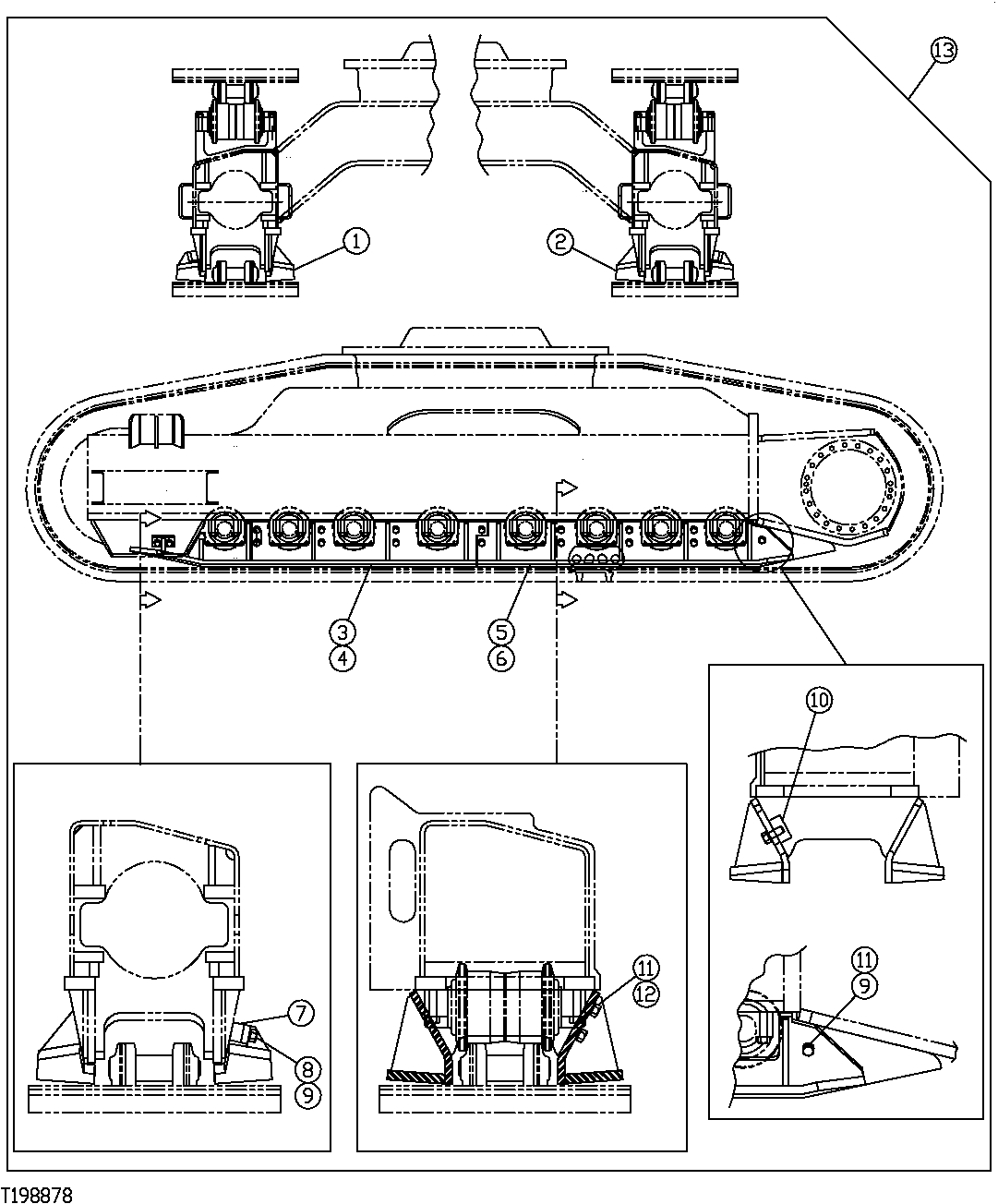 Схема запчастей John Deere 35C RTS - 18 - ROCKGUARD (HIGH DRAWBAR) (SN. XXXXXX-) 0138 ROCK GUARDS AND TRACK GUIDES