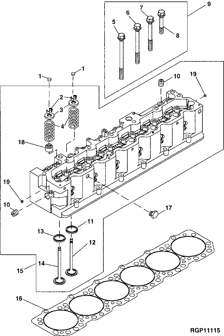 Схема запчастей John Deere 35C RTS - 56 - 5104 CYLINDER HEAD AND VALVES 0400A 6081HT002 6081HT002 6081HT002