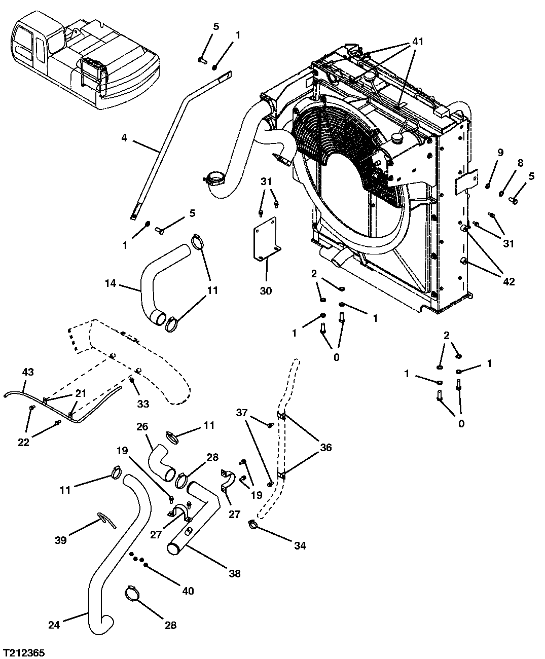 Схема запчастей John Deere 35C RTS - 173 - RADIATOR SUPPORT 0510 ENGINE COOLING SYSTEMS