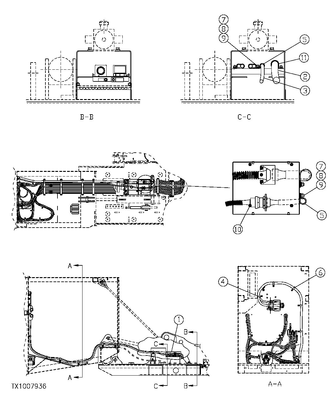 Схема запчастей John Deere 35C RTS - 253 - REAR ENTRY CAB WIRING HARNESS EXTENSION FOR 48" AND 72" RISER 1674C REAR ENTRY CAB WIRING HARNESS AND SWITCHES