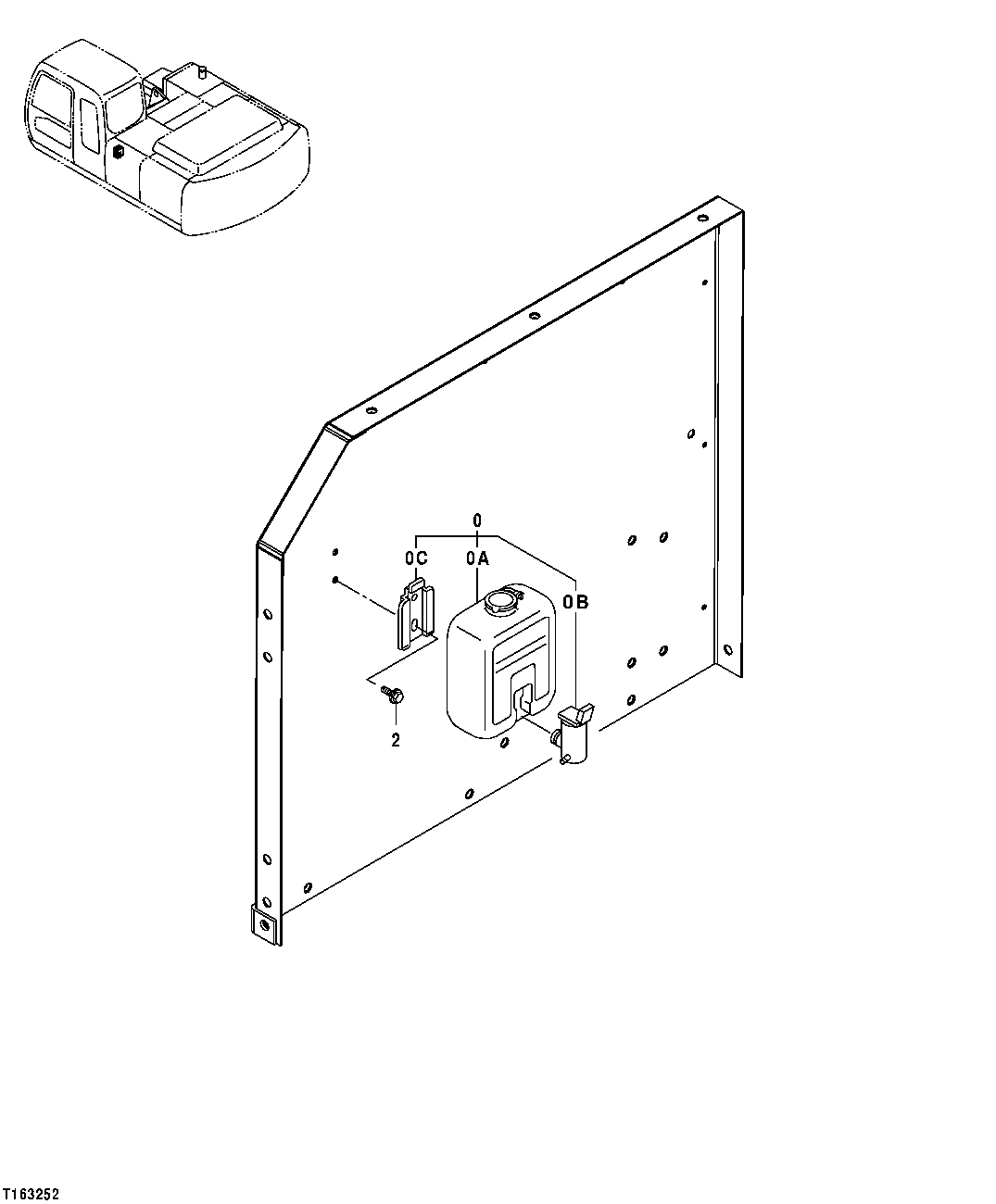 Схема запчастей John Deere 35C RTS - 277 - WINDOW WASHER RESERVOIR, PUMP AND MOUNTING 1810 OPERATOR ENCLOSURE