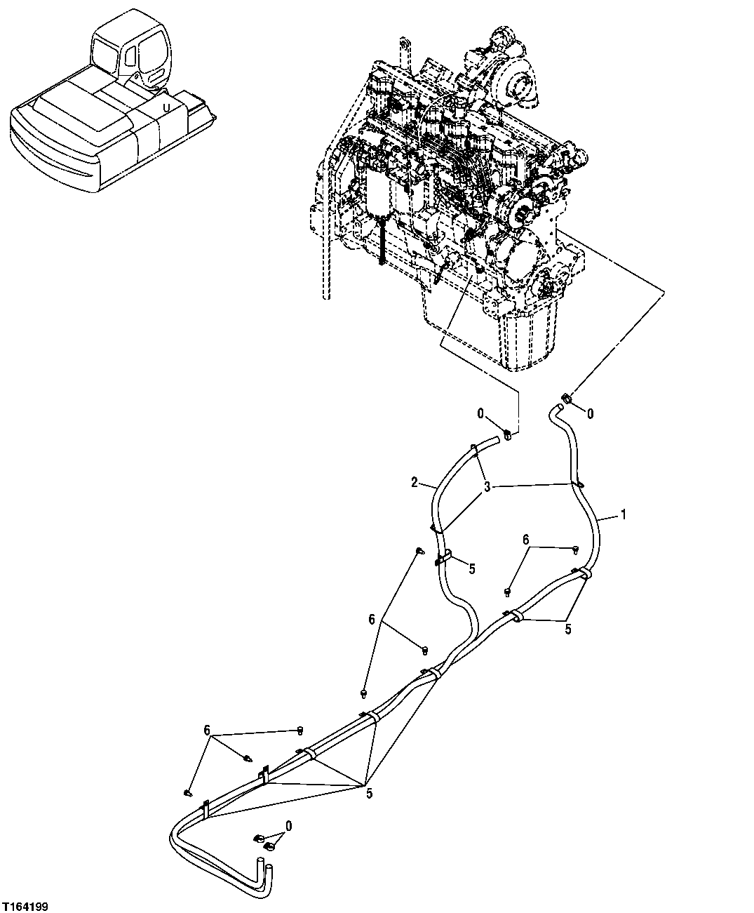 Схема запчастей John Deere 35C RTS - 301 - CAB HEATER HOSES 1830 HEATING & AIR CONDITIONING