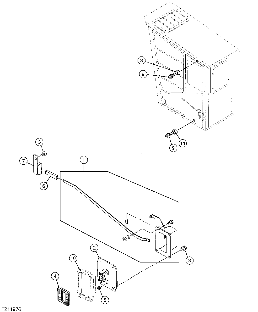 Схема запчастей John Deere 35C RTS - 318 - SIDE ENTRY CAB DOOR HOLD OPEN LATCH (SN 50000-350058) 1810B SIDE ENTRY CAB
