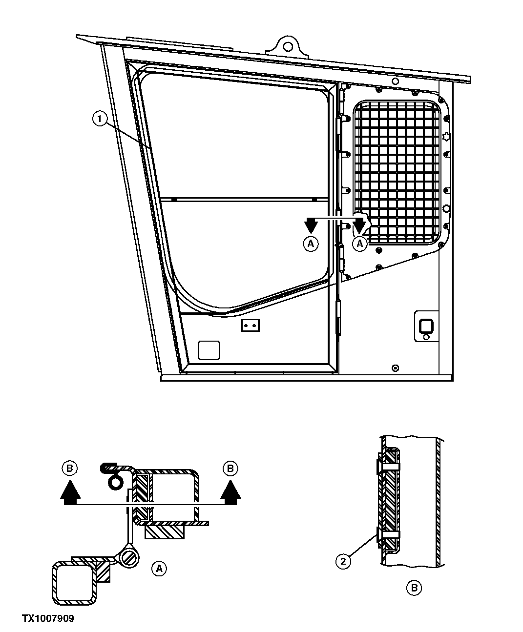 Схема запчастей John Deere 35C RTS - 335 - SIDE ENTRY CAB DOOR 1810B SIDE ENTRY CAB