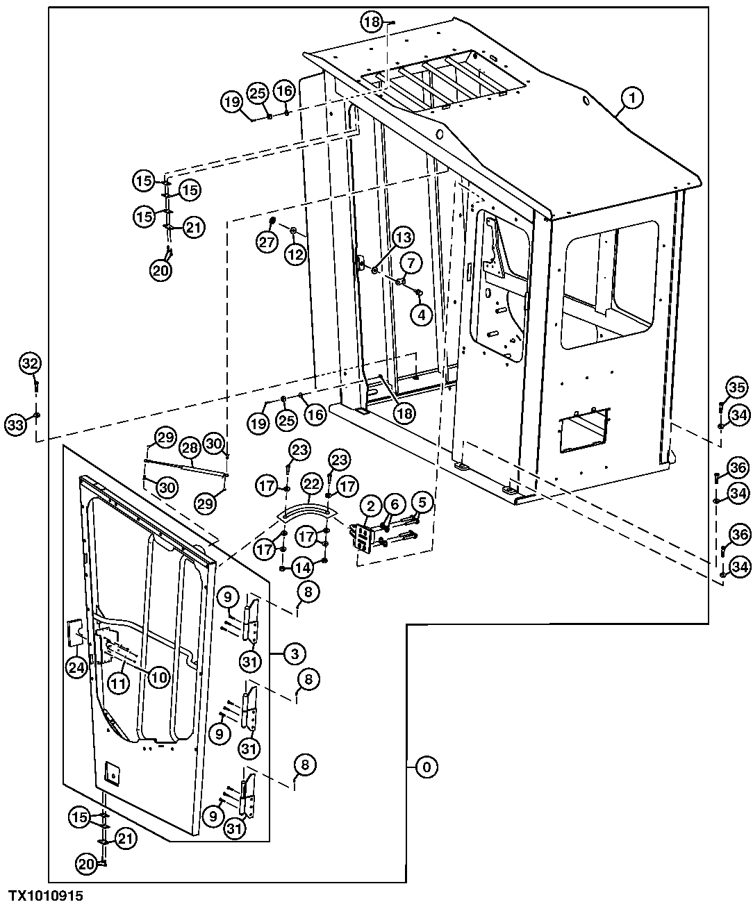 Схема запчастей John Deere 35C RTS - 339 - SIDE ENTRY CAB (SN 350076- ) 1810B SIDE ENTRY CAB