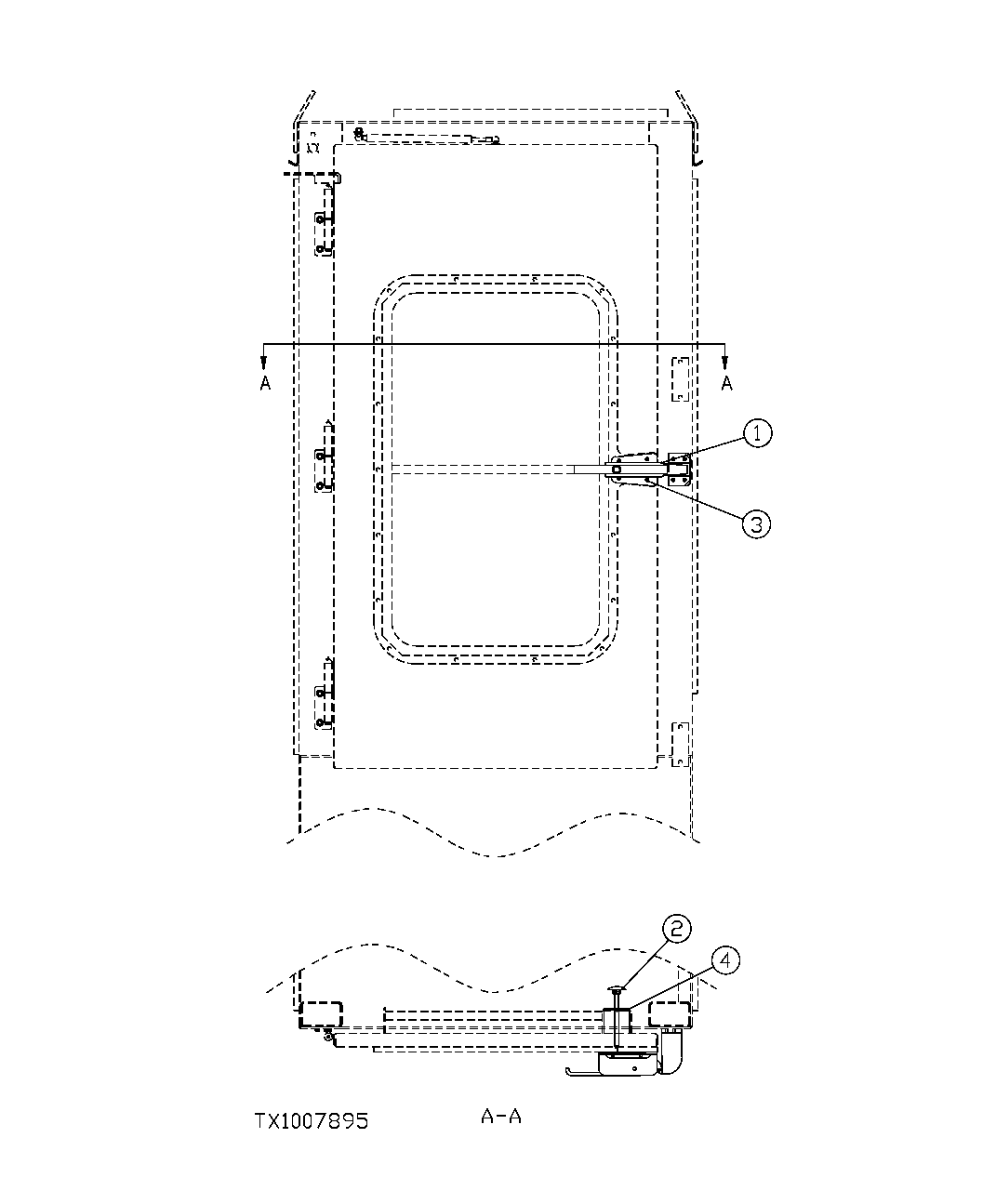 Схема запчастей John Deere 35C RTS - 367 - REAR ENTRY CAB DOOR HANDLE, LATCH AND LOCK 1810C REAR ENTRY CAB