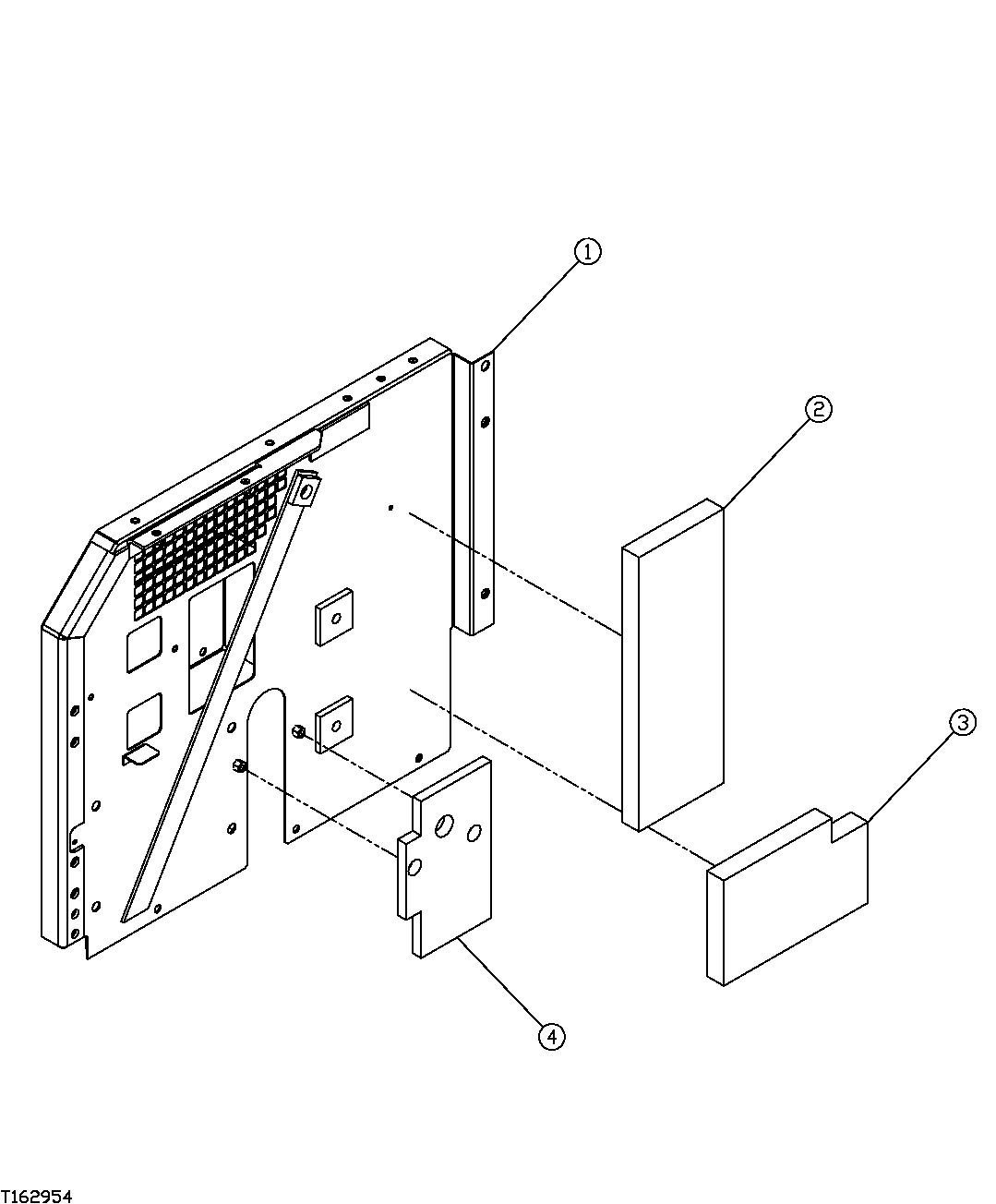 Схема запчастей John Deere 35C RTS - 409 - LEFT SIDE MIDDLE BULKHEAD PANEL 1910 HOOD OR ENGINE ENCLOSURE