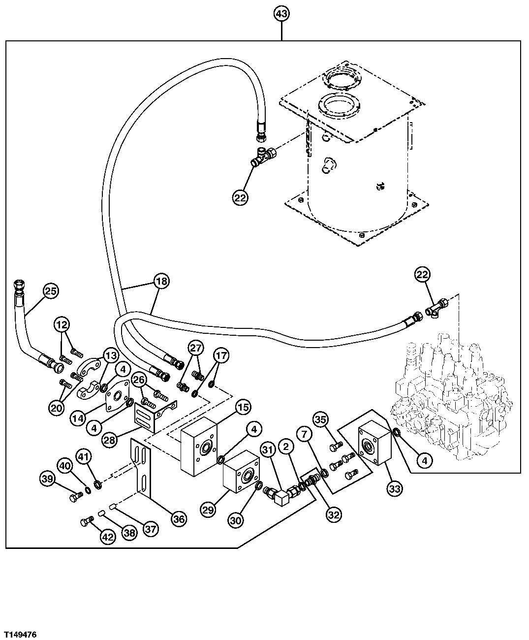 Схема запчастей John Deere 35C RTS - 449 - ARM ANTI-DRIFT KIT AND HOSES 2160 VEHICLE HYDRAULICS