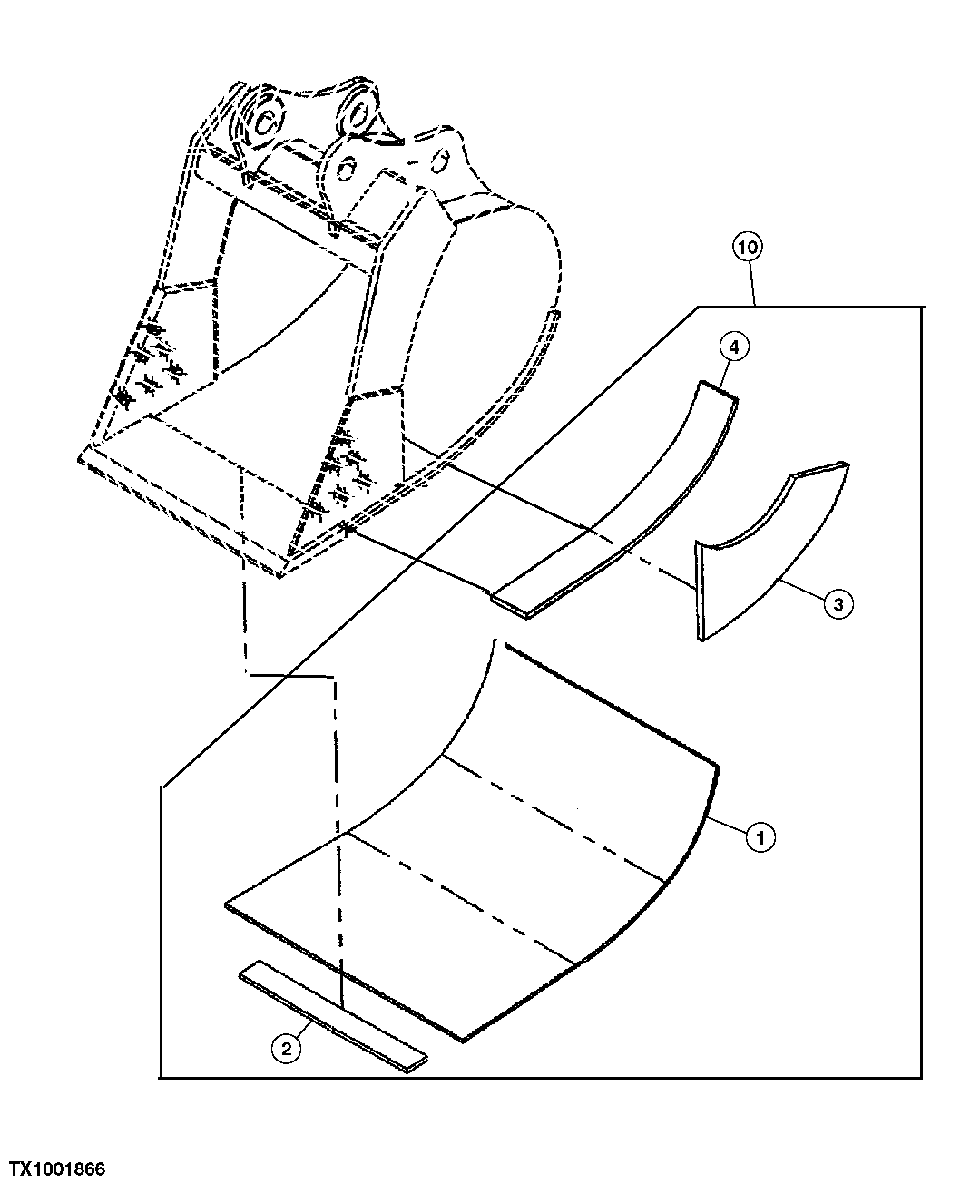 Схема запчастей John Deere 35C RTS - 463 - ROADBUILDER BUCKET KIT (USE WITH HEAVY DUTY HIGH CAPACITY BUCKET) 3302 BUCKET WITH TEETH
