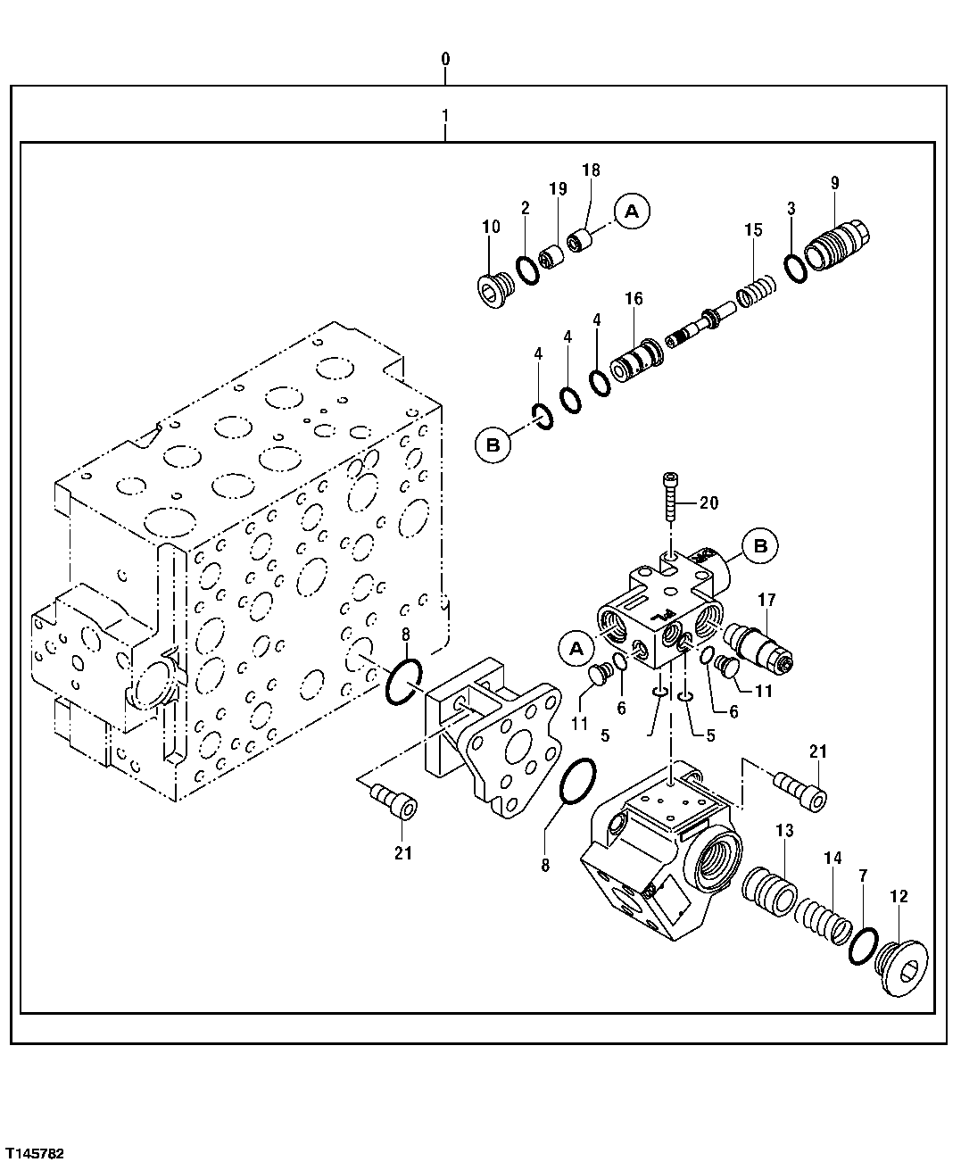 Схема запчастей John Deere 35C RTS - 494 - CONTROL VALVE COMPONENTS (ARM HEAD END LEAKAGE VALVE) 3360 HYDRAULIC SYSTEM