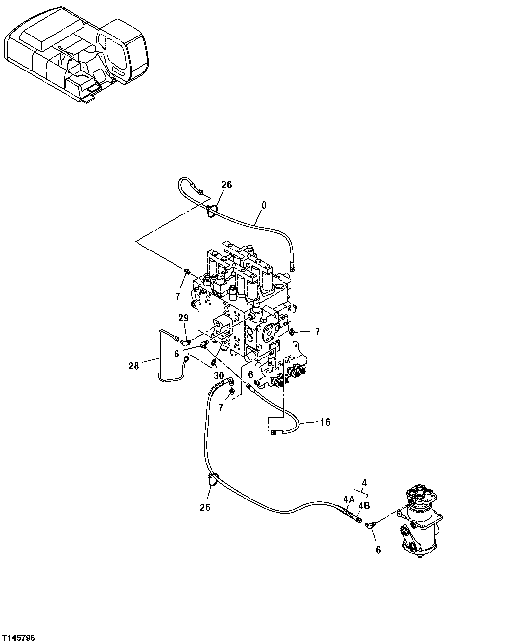 Схема запчастей John Deere 35C RTS - 507 - PILOT HOSES (FROM CONTROL VALVE TO ROTARY MANIFOLD) 3360 HYDRAULIC SYSTEM