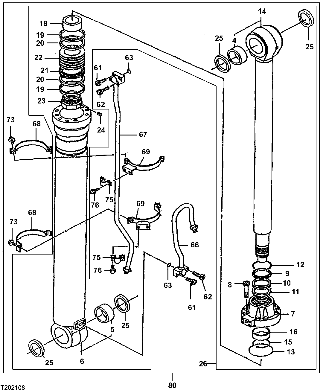 Схема запчастей John Deere 35C RTS - 520 - LOG LOADER ARM CYLINDER (SN -XXXXXX) 3360 HYDRAULIC SYSTEM