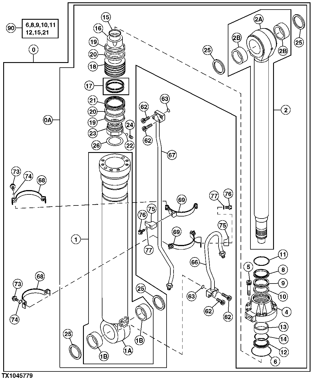Схема запчастей John Deere 35C RTS - 521 - LOG LOADER ARM CYLINDER (SN XXXXXX- ) 3360 HYDRAULIC SYSTEM