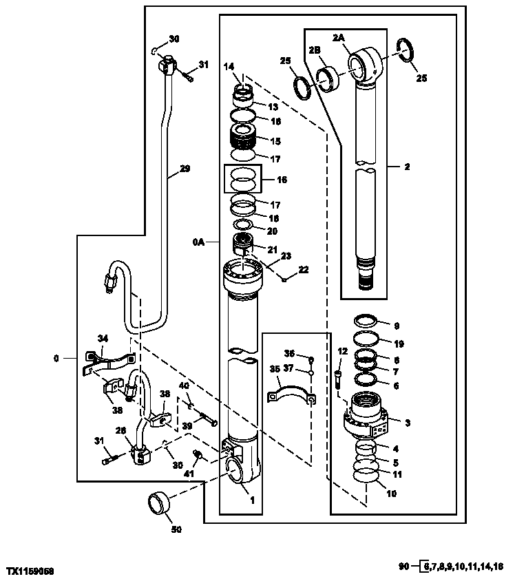 Схема запчастей John Deere 35C RTS - 525 - Log Loader Right Boom Cylinder (SN XXXXXX- ) 3360 HYDRAULIC SYSTEM
