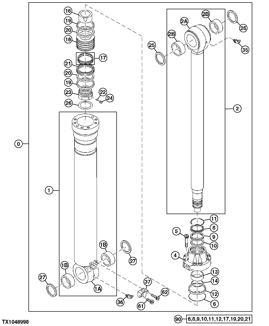 Схема запчастей John Deere 35C RTS - 528 - HEELER AND VALVE IN HEAD TILT CYLINDER (SN 350063- ) 3360 HYDRAULIC SYSTEM
