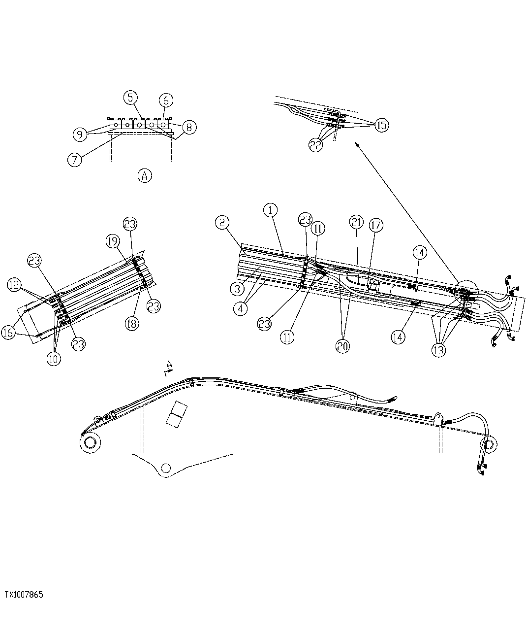 Схема запчастей John Deere 35C RTS - 532 - VALVE IN HEAD ARM PLUMBING 3360 HYDRAULIC SYSTEM