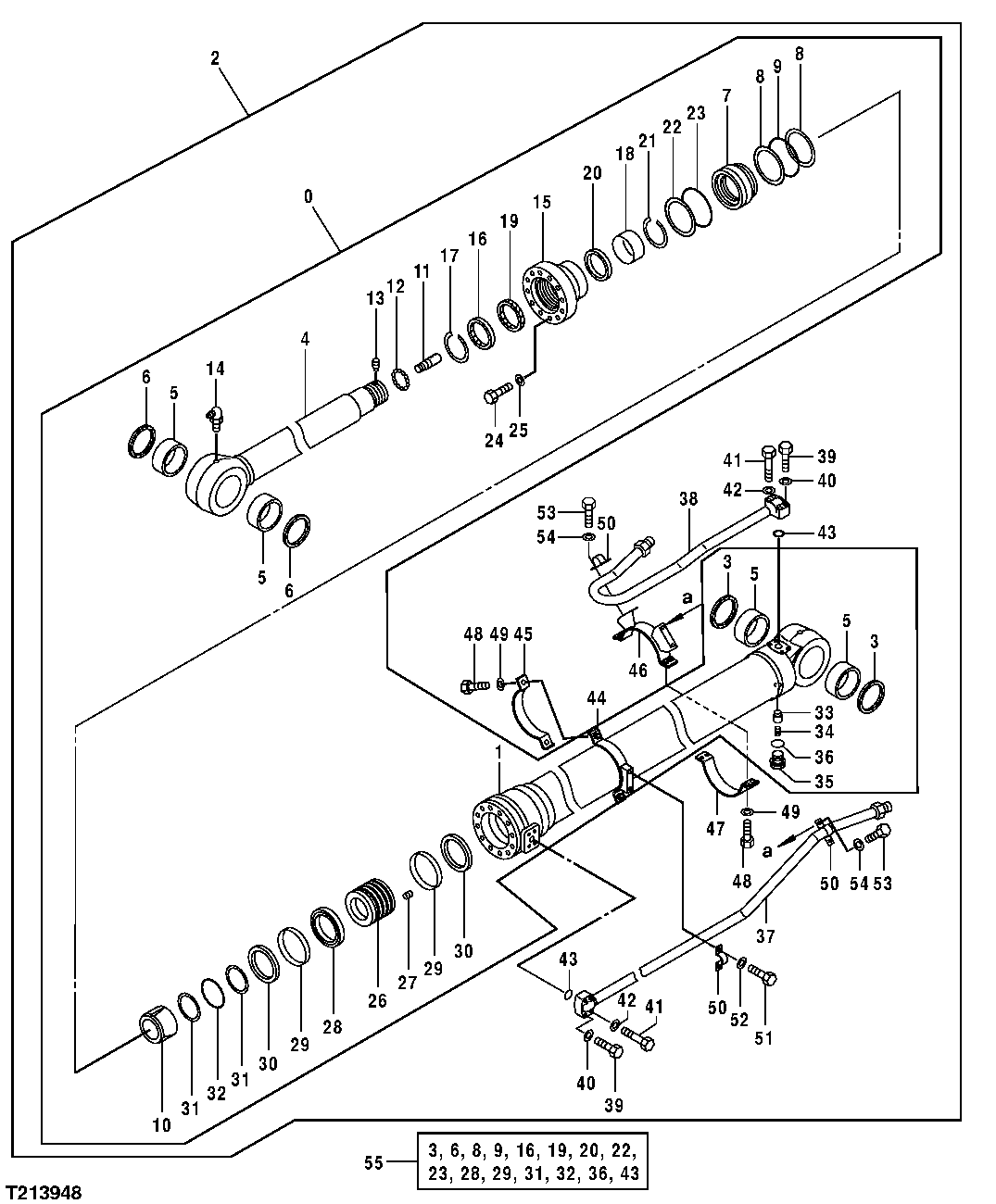 Схема запчастей John Deere 35C RTS - 534 - EXCAVATOR ARM CYLINDER (SN XXXXXX- ) 3360 HYDRAULIC SYSTEM