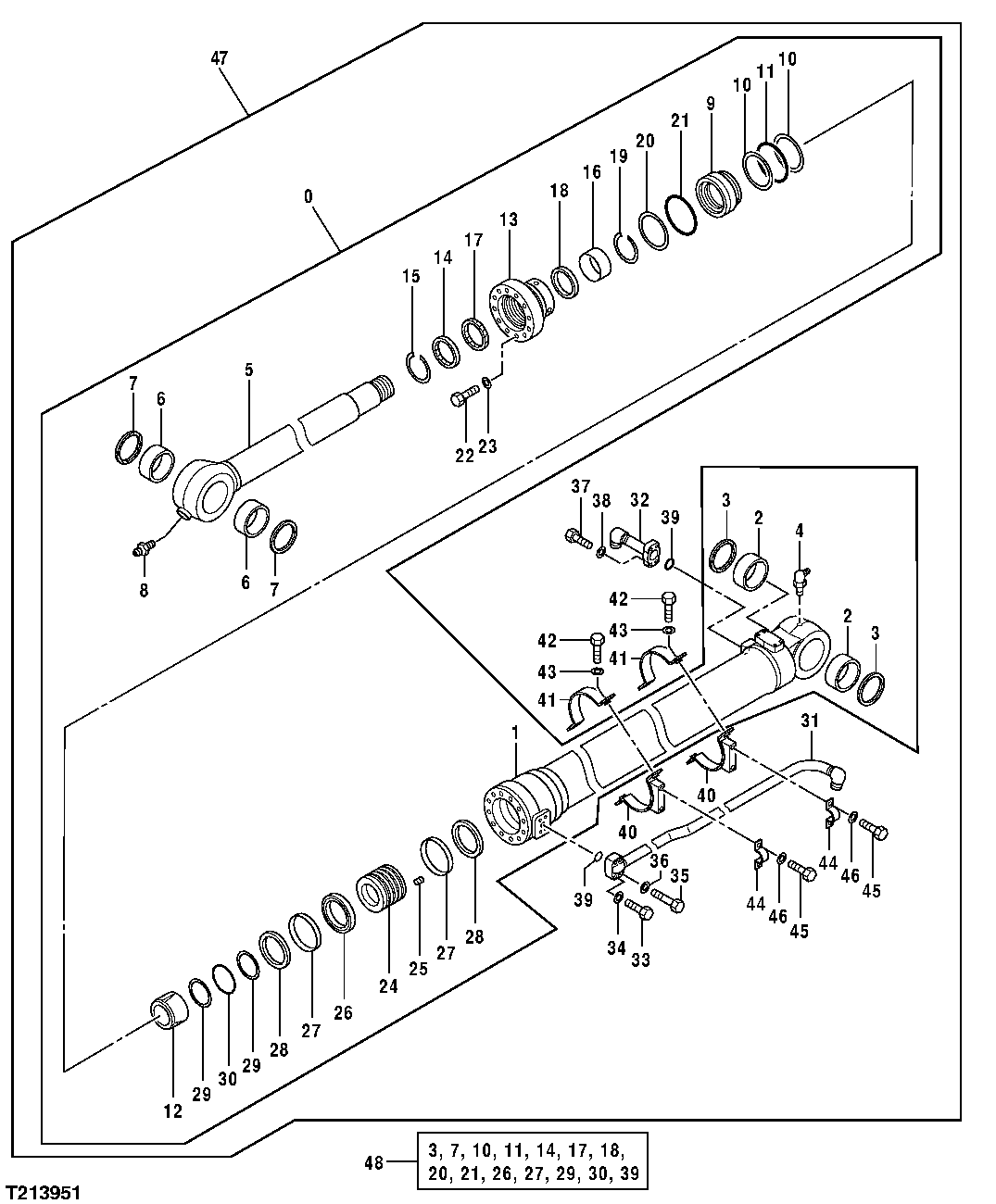 Схема запчастей John Deere 35C RTS - 536 - EXCAVATOR BUCKET CYLINDER (SN XXXXXX- ) 3360 HYDRAULIC SYSTEM
