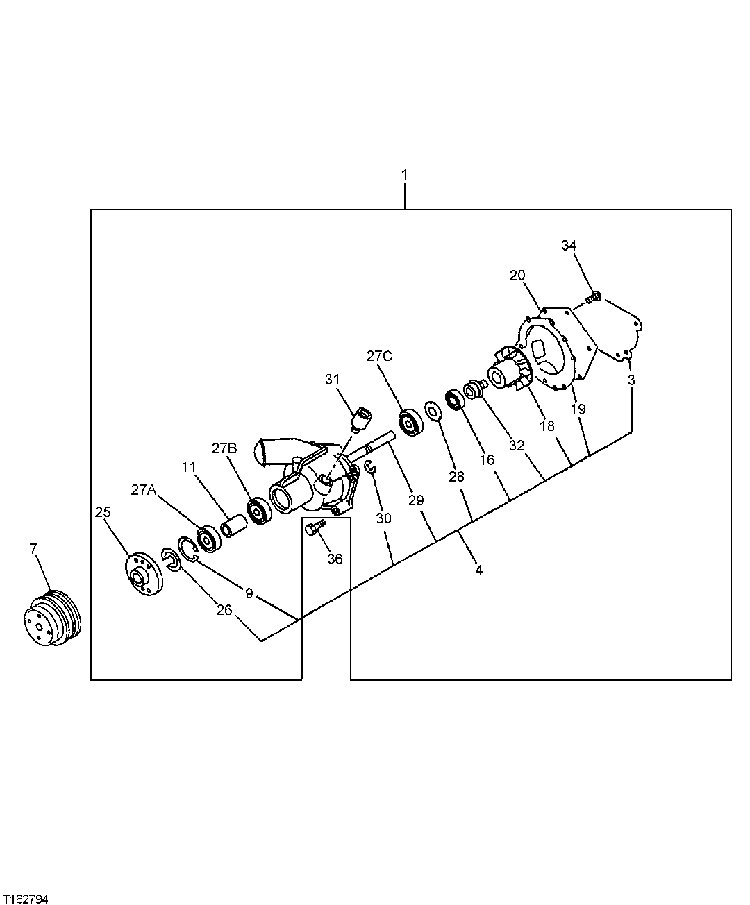 Схема запчастей John Deere 25CLC RTS - 35 - WATER PUMP 0417 WATER PUMP