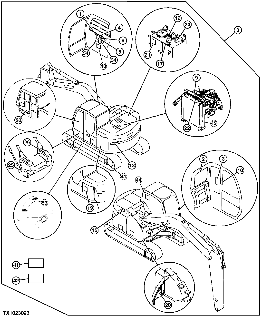 Схема запчастей John Deere 25CLC RTS - 70 - LABELS AND DECALS (SPANISH) 1322 DECALS AND TRADEMARKS