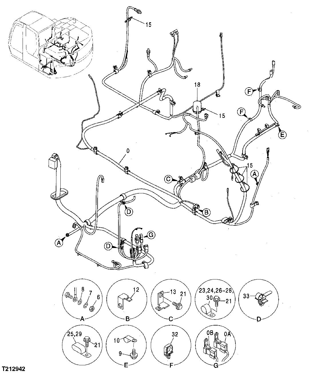 Схема запчастей John Deere 25CLC RTS - 75 - WIRING HARNESS 1674 WIRING HARNESS & SWITCHES (IF NOT INCLUDED ELSEWHERE)
