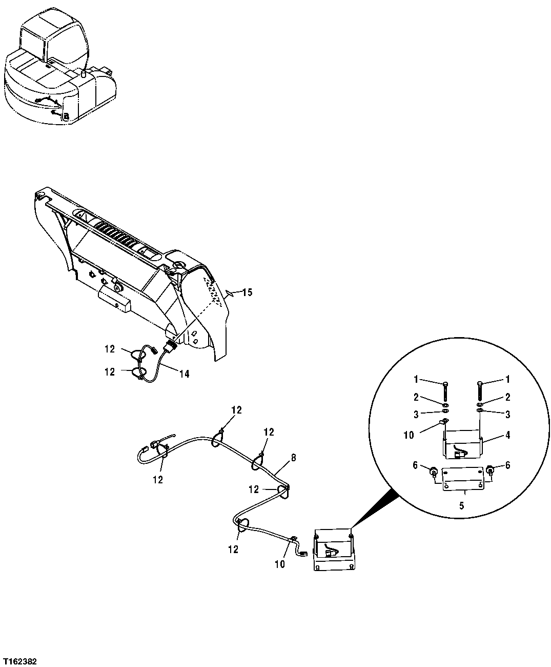 Схема запчастей John Deere 25CLC RTS - 138 - REVERSE ALARM 2004 WARNING DEVICES INCLUDING HORN & REVERSE ALARM