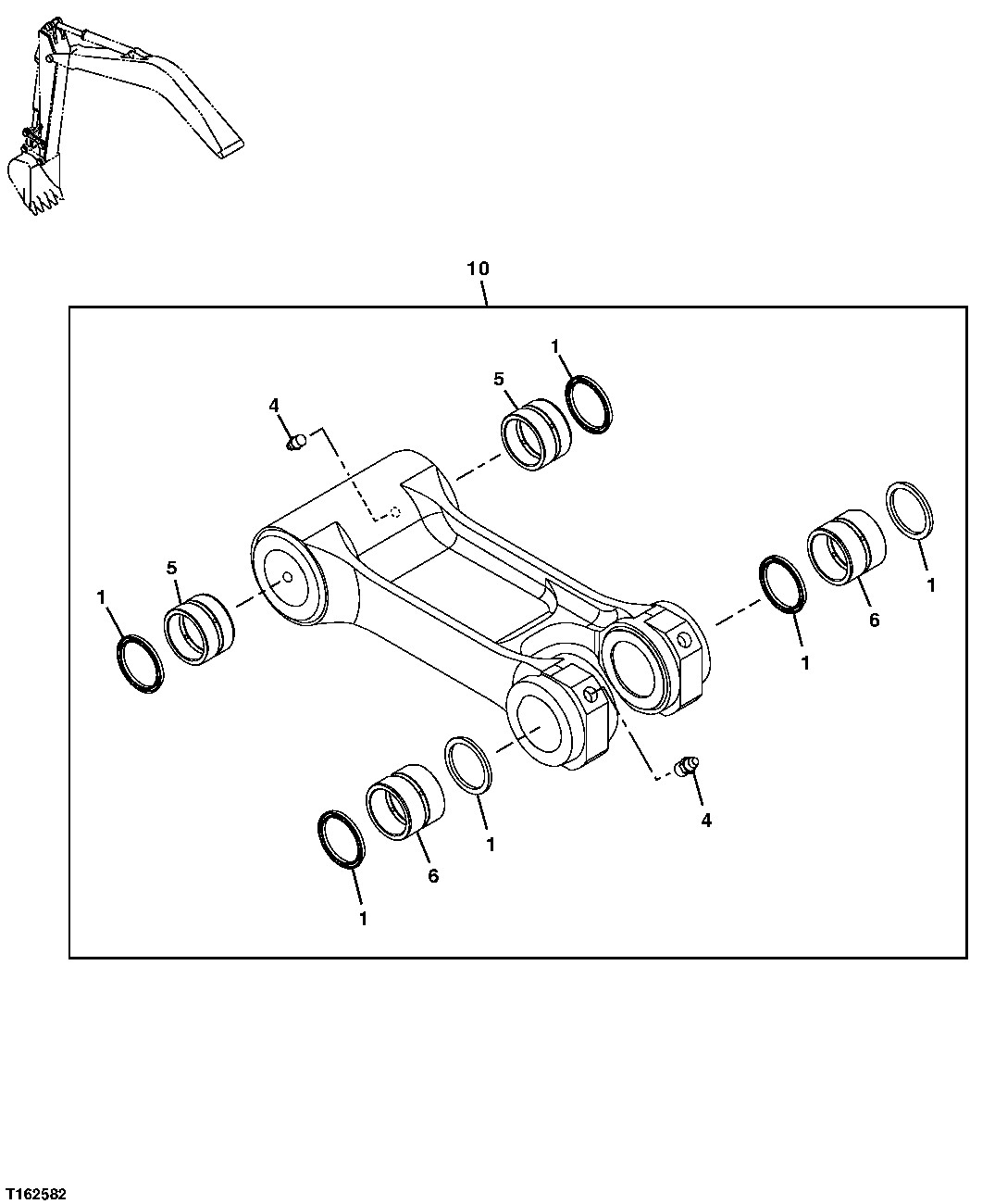 Схема запчастей John Deere 25CLC RTS - 181 - Bucket Link Components 3344 BOOM