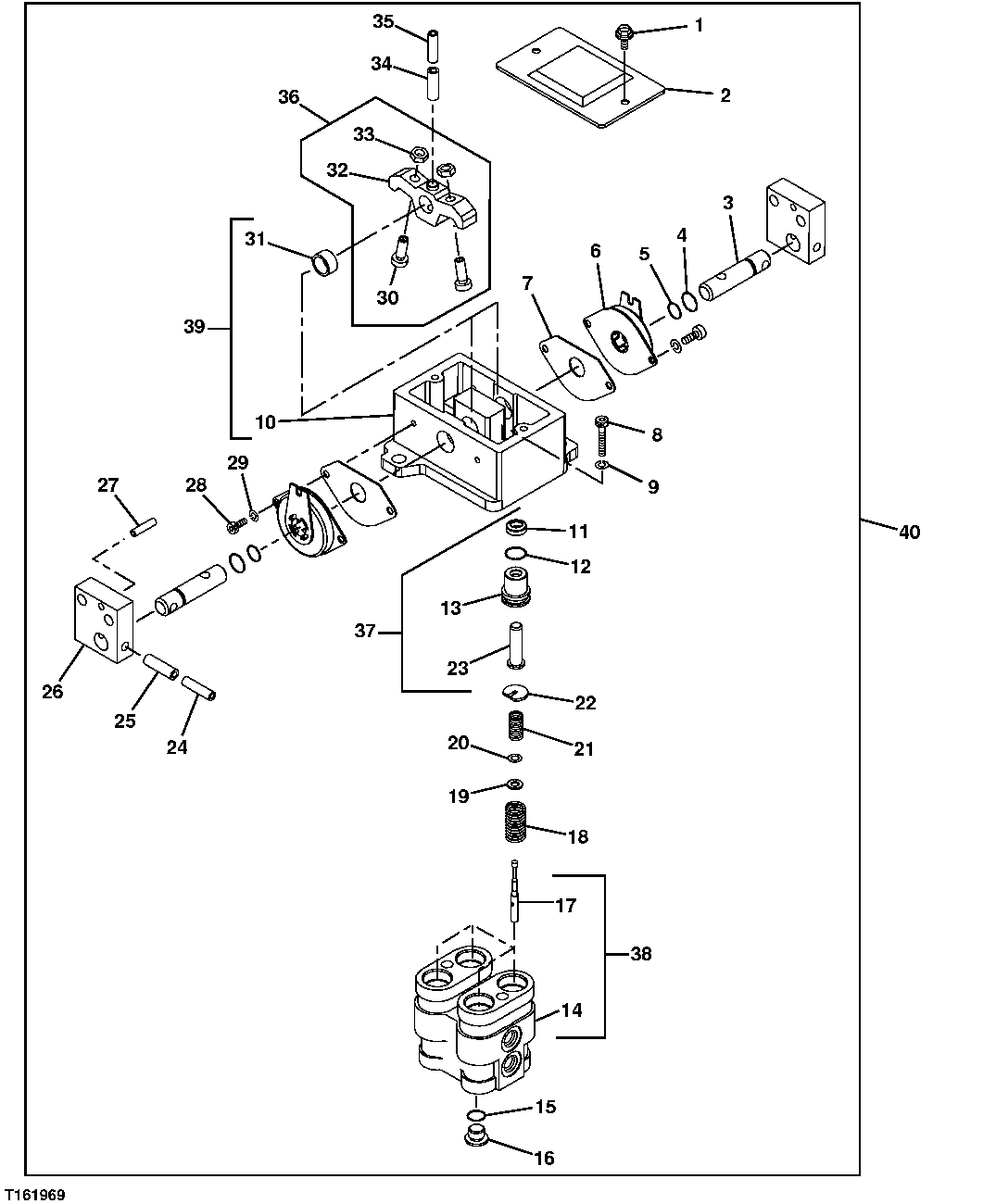 Схема запчастей John Deere 25CLC RTS - 208 - PROPEL PILOT CONTROLLER 3362 CONTROL & LOAD HOLDING VALVES