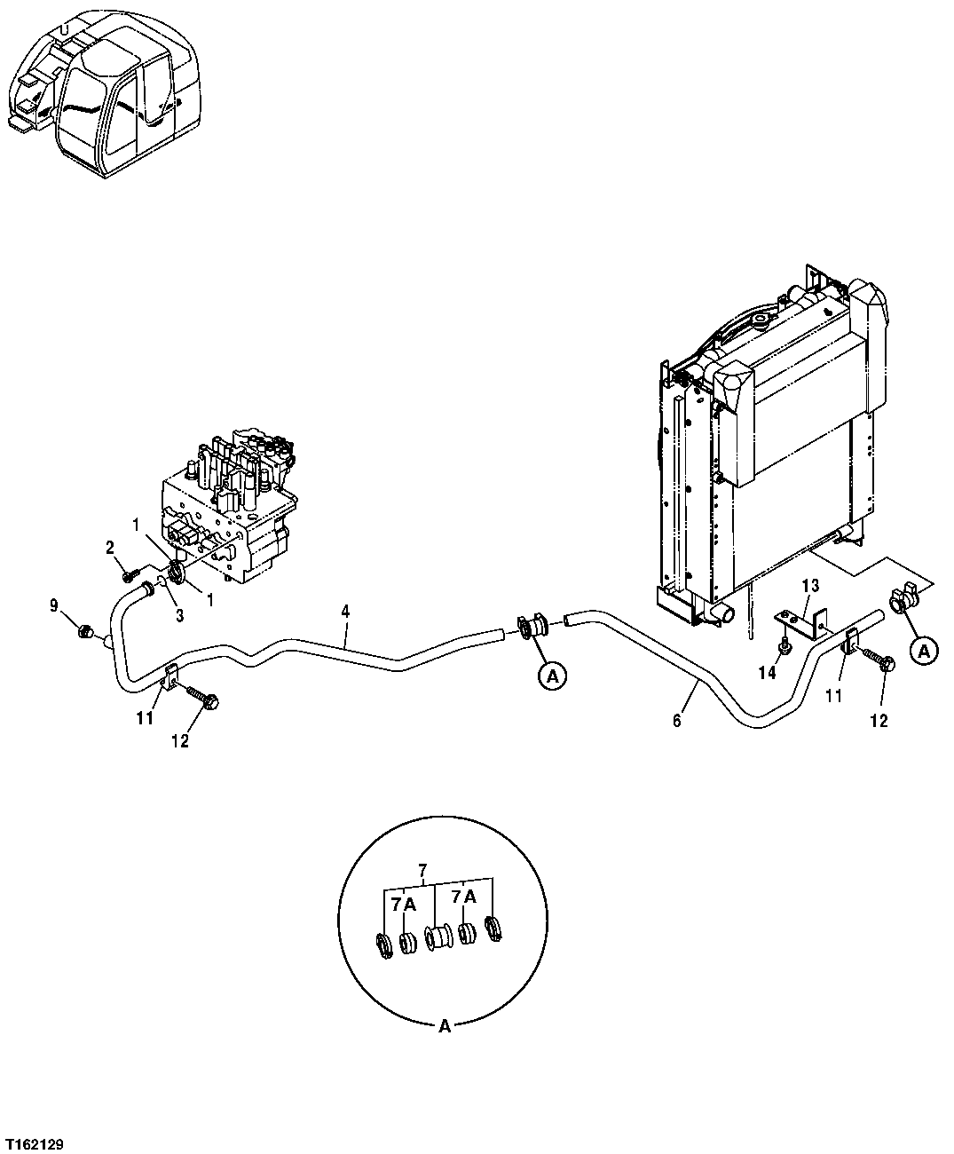 Схема запчастей John Deere 25CLC RTS - 219 - RETURN LINES (CONTROL VALVE TO HEAT EXCHANGER) 3363 LINES, HOSES AND FITTINGS