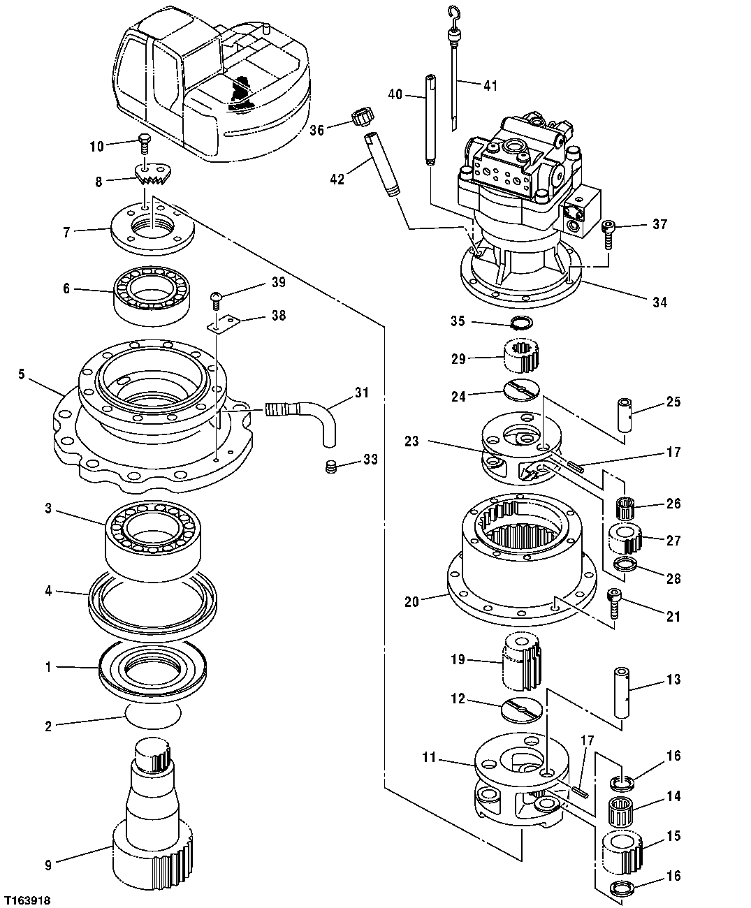 Схема запчастей John Deere 25CLC RTS - 265 - SWING MOTOR AND GEARBOX COMPONENTS 4367 MOTORS