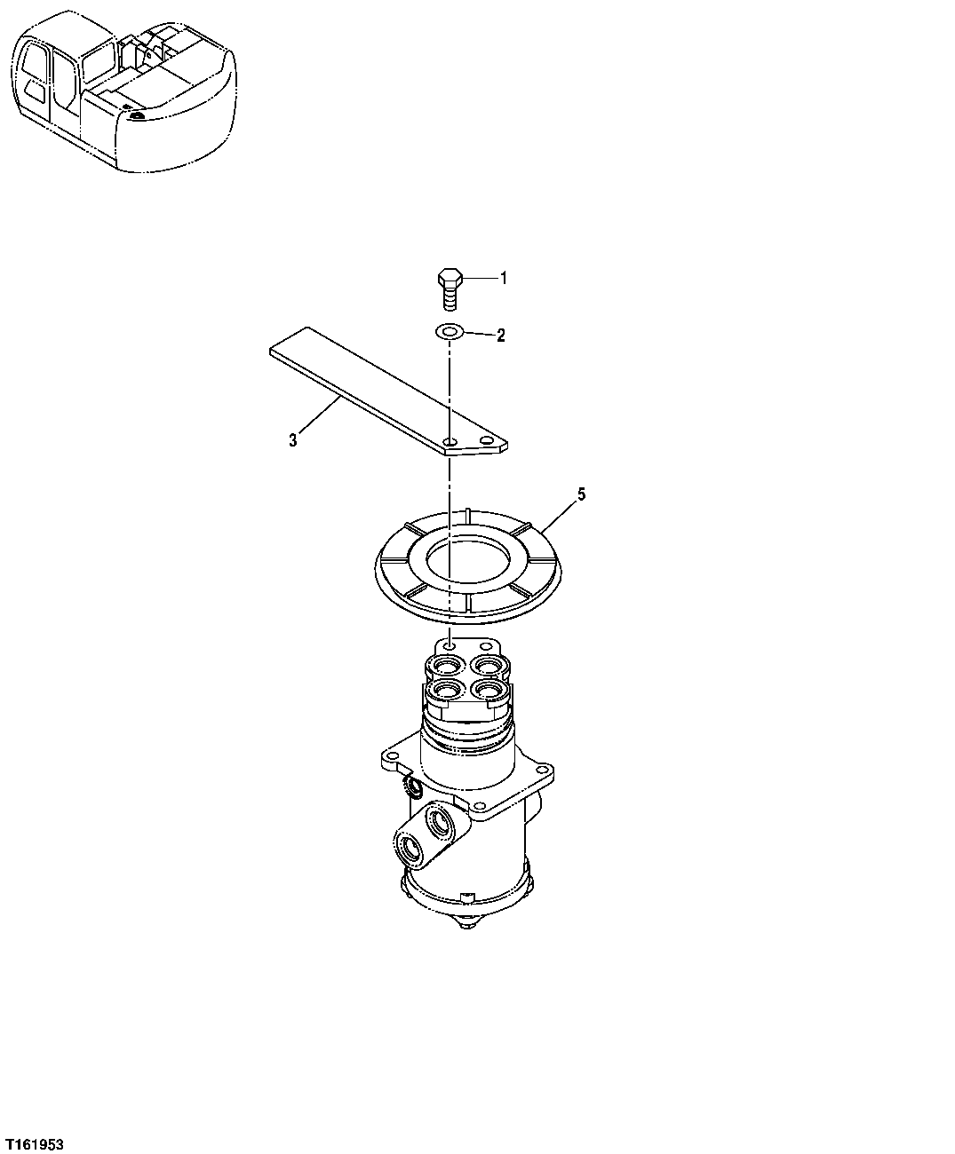 Схема запчастей John Deere 35D - 13 - ROTARY MANIFOLD COVER AND STOP 0260 AXLES, DIFF. & SUSP. SYS. HYD. (INCL. FWD)