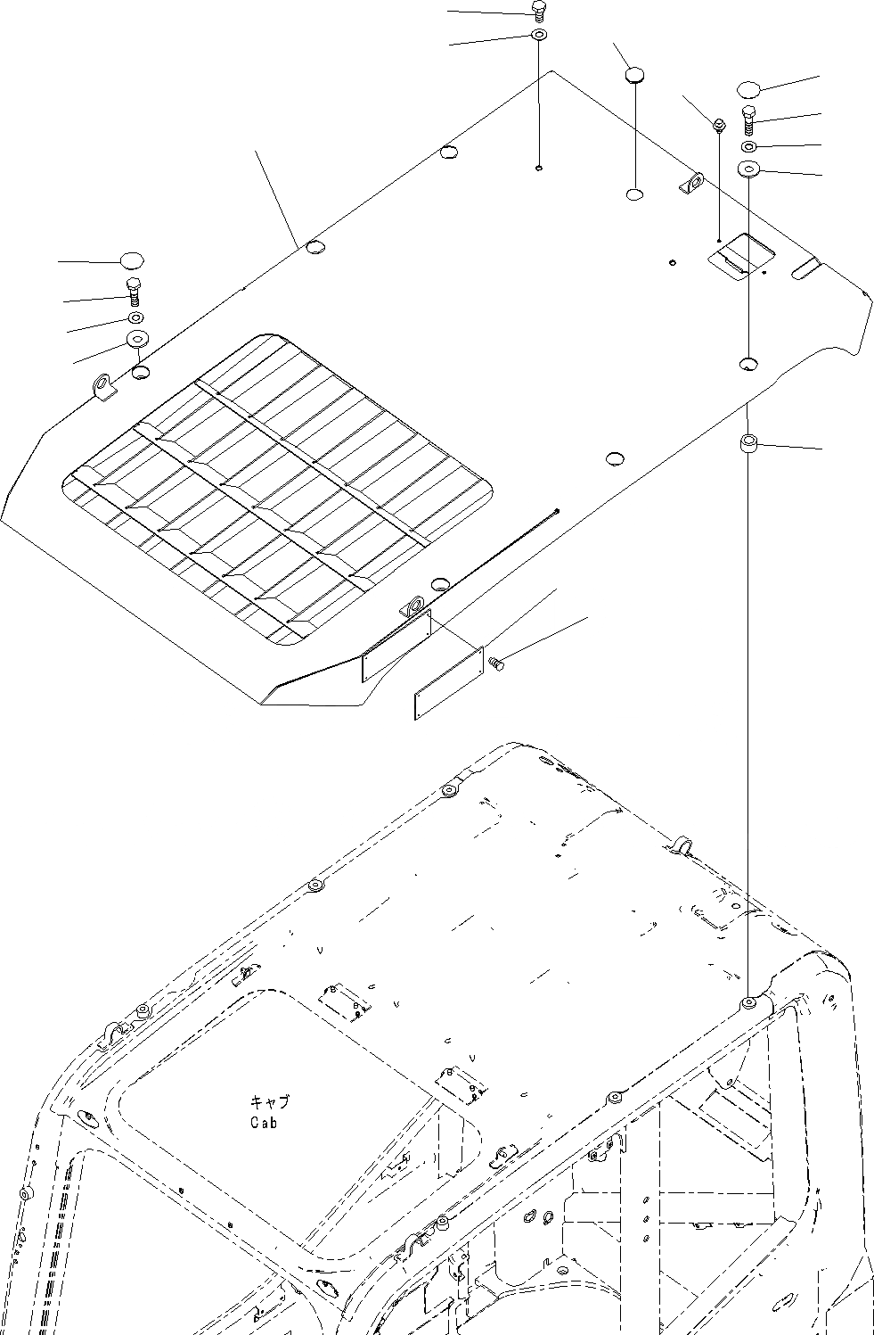 Схема запчастей Komatsu PC290-8K - ВЕРХН. ЗАЩИТА(№-) КАБИНА ОПЕРАТОРА И СИСТЕМА УПРАВЛЕНИЯ