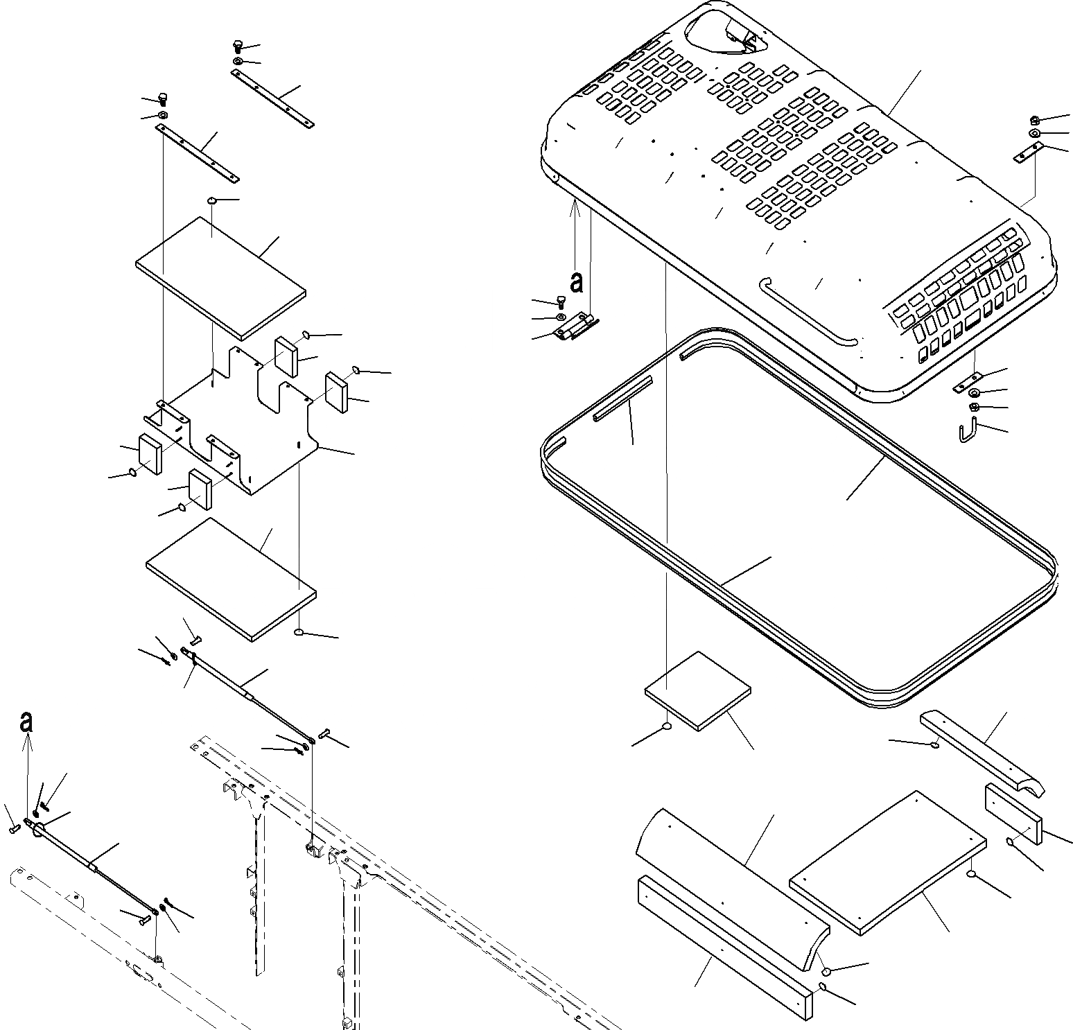 Схема запчастей Komatsu PC290-8K - КАПОТ(№-) ЧАСТИ КОРПУСАS И КРЫШКИ