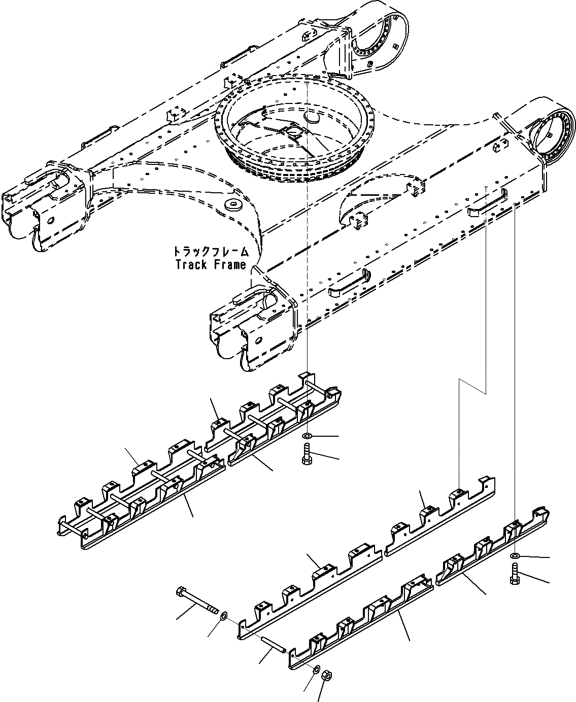 Схема запчастей Komatsu PC290-8K - ЗАЩИТА ОПОРНЫХ КАТКОВ, ПОЛН. LENGTH(№-) НИЖН.CARRIAGE