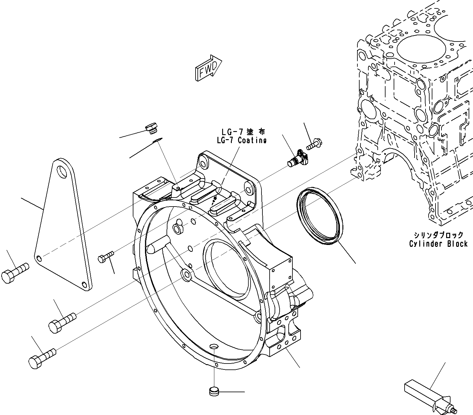 Схема запчастей Komatsu SAA6D125E-5A - КАРТЕР МАХОВИКА ДВИГАТЕЛЬ КАРТЕР МАХОВИКА И МАХОВИК