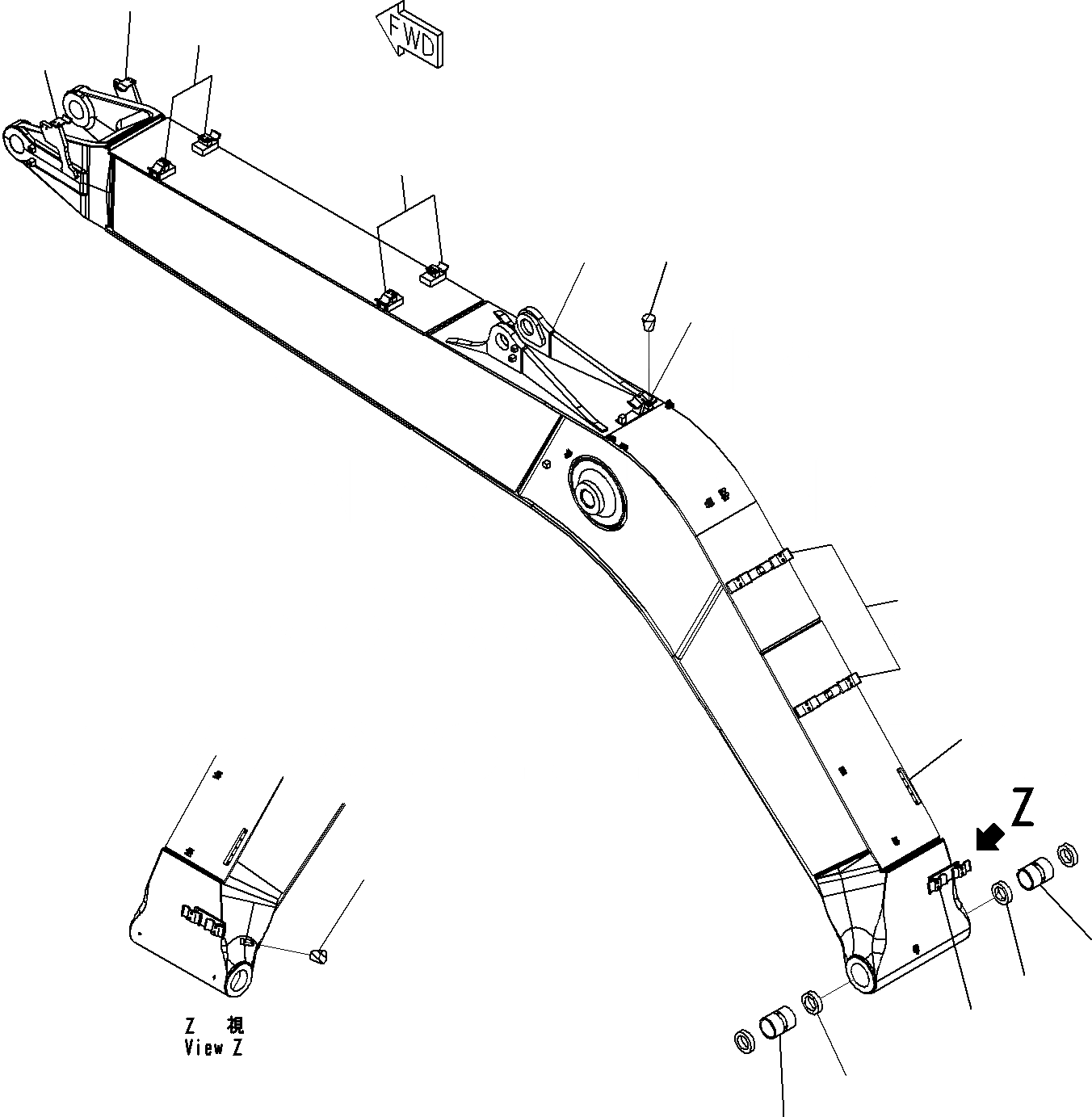 Схема запчастей Komatsu PC220LC-8 - СТРЕЛА (/) РАБОЧЕЕ ОБОРУДОВАНИЕ