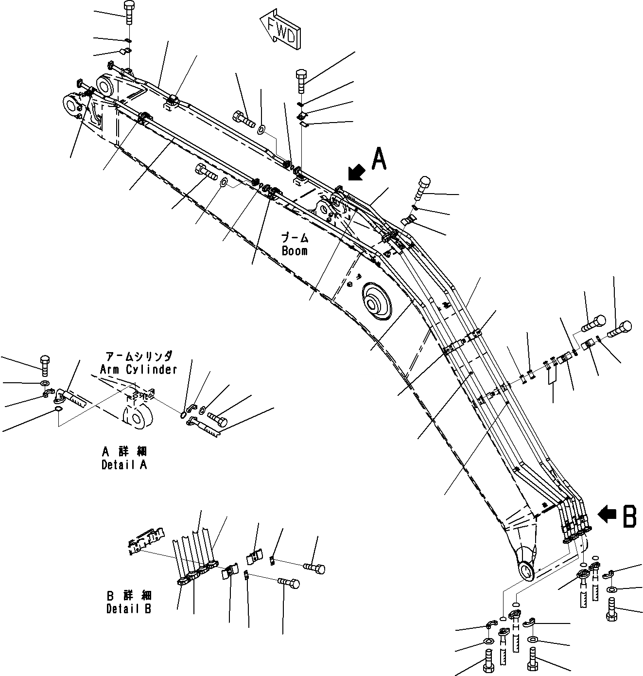 Схема запчастей Komatsu PC220LC-8 - СТРЕЛА, УСИЛ.ENED (/) РАБОЧЕЕ ОБОРУДОВАНИЕ