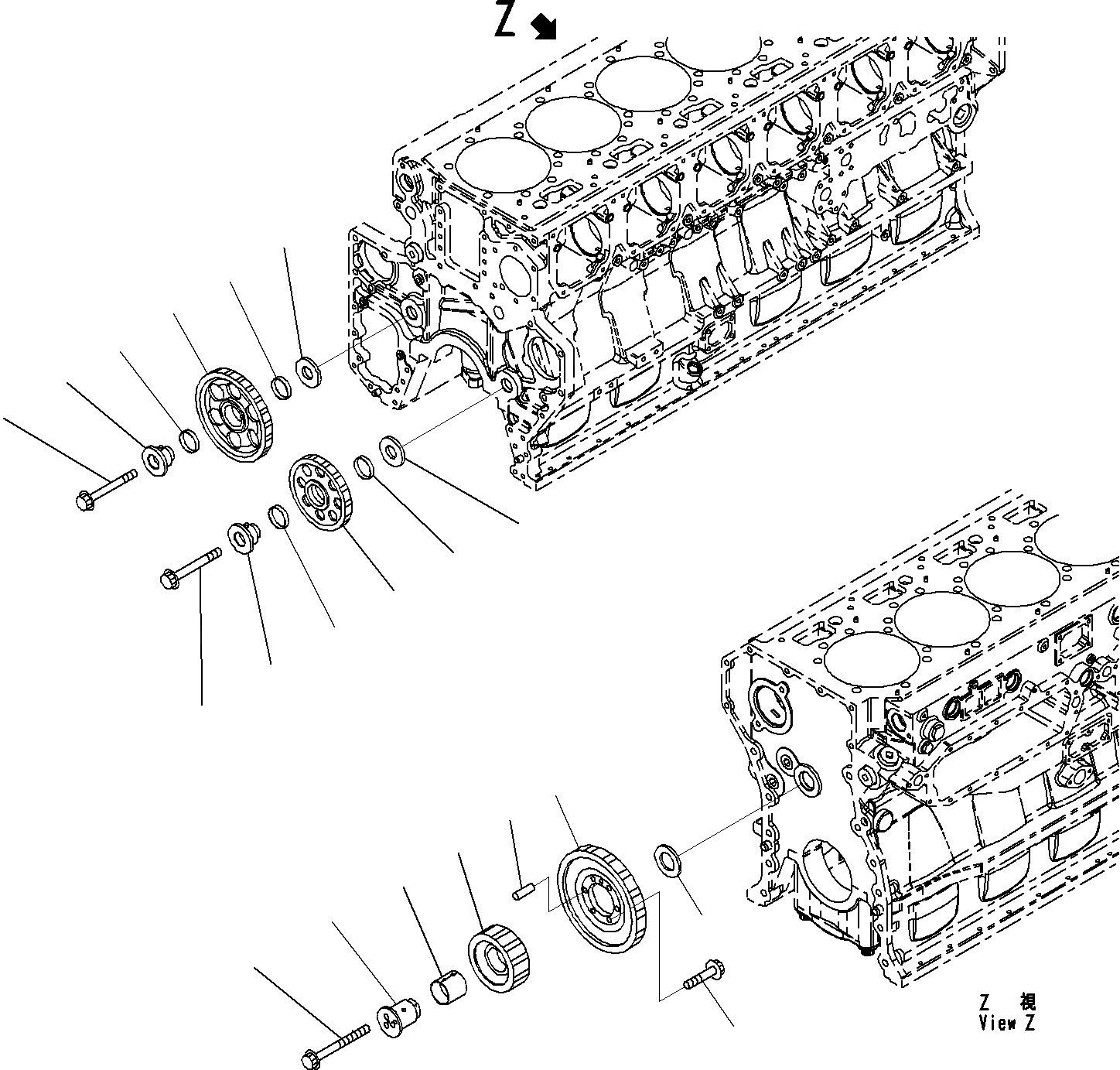 Схема запчастей Komatsu SAA6D170E-5A - IDLE ПРИВОДS, ПЕРЕДН. И ЗАДН. ДВИГАТЕЛЬ ЗУБЧАТ. ПЕРЕДАЧА И КОРПУС