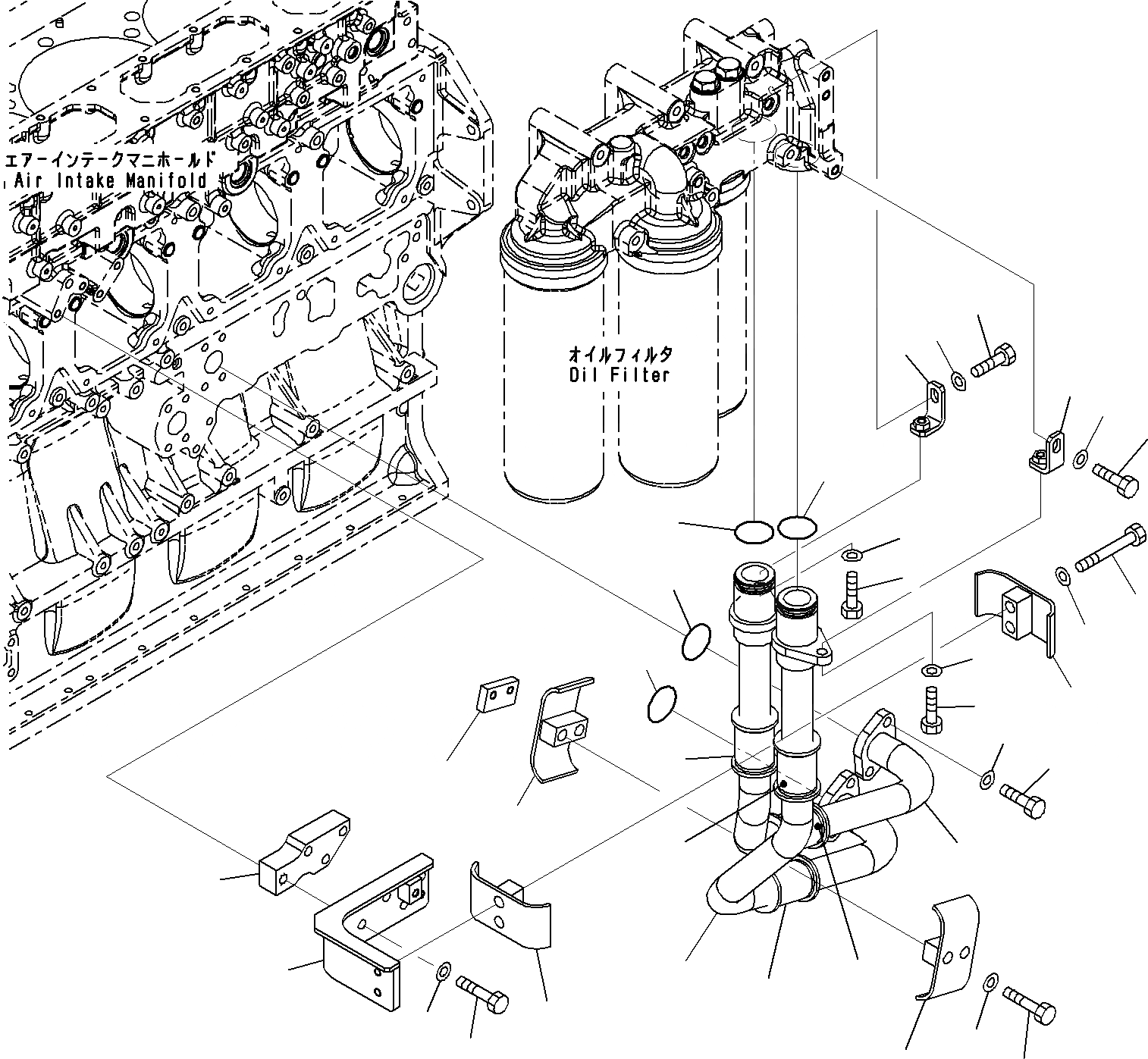 Схема запчастей Komatsu SAA6D170E-5A - ДВИГАТЕЛЬ МАСЛ. ФИЛЬТР (/) ДВИГАТЕЛЬ СИСТЕМА СМАЗКИ СИСТЕМА