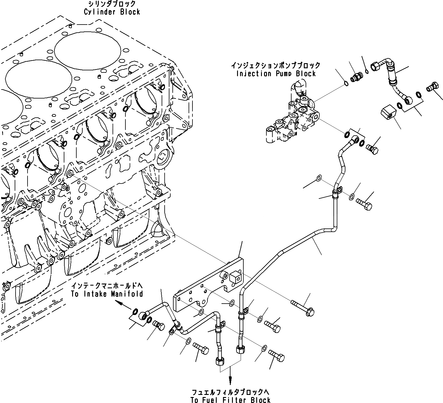 Схема запчастей Komatsu SAA6D170E-5A - ВОЗВРАТ ТОПЛИВА ДВИГАТЕЛЬ ТОПЛИВН. СИСТЕМА