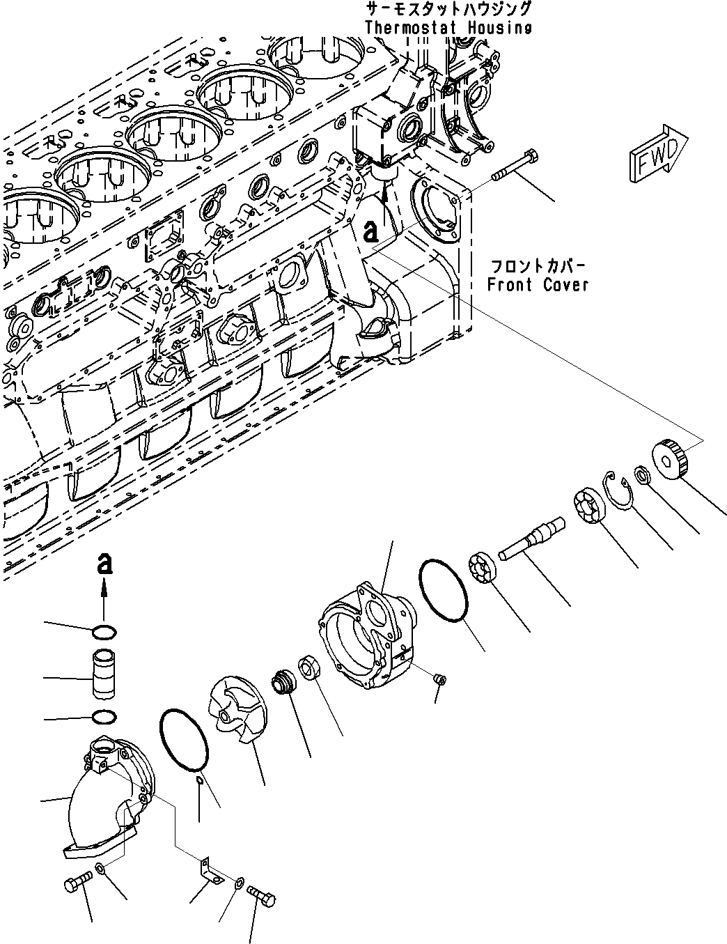 Схема запчастей Komatsu SAA6D170E-5A - ВОДЯНАЯ ПОМПА (/) ДВИГАТЕЛЬ СИСТЕМА ОХЛАЖДЕНИЯ