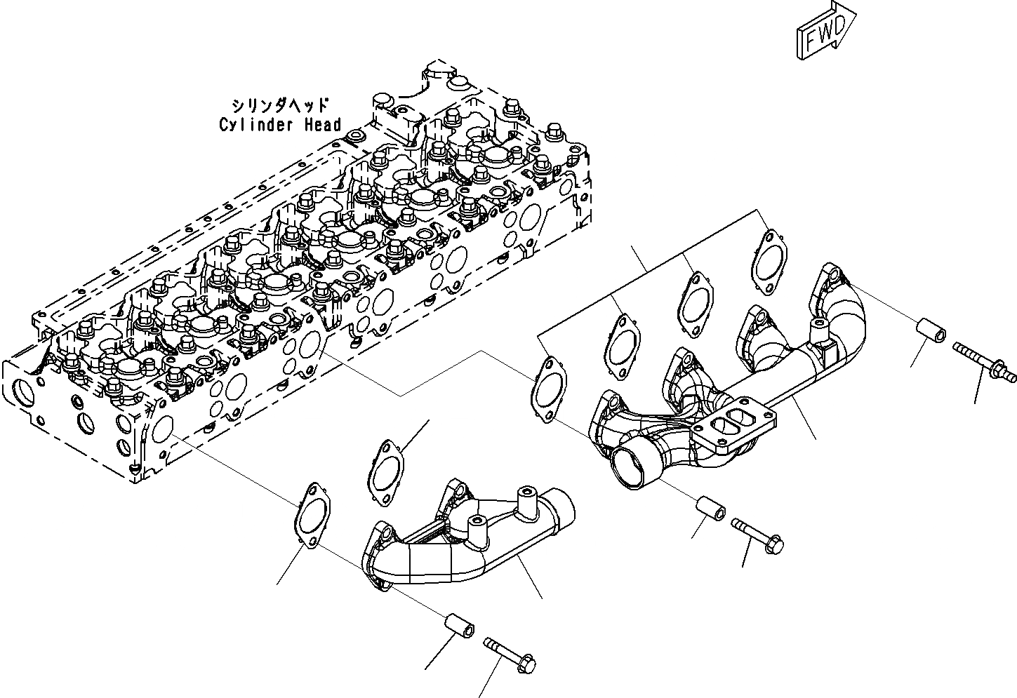 Схема запчастей Komatsu SAA6D114E-3A - ВЫПУСКНОЙ КОЛЛЕКТОР ДВИГАТЕЛЬ ГОЛОВКА ЦИЛИНДРОВ И ITS КОМПОНЕНТЫ