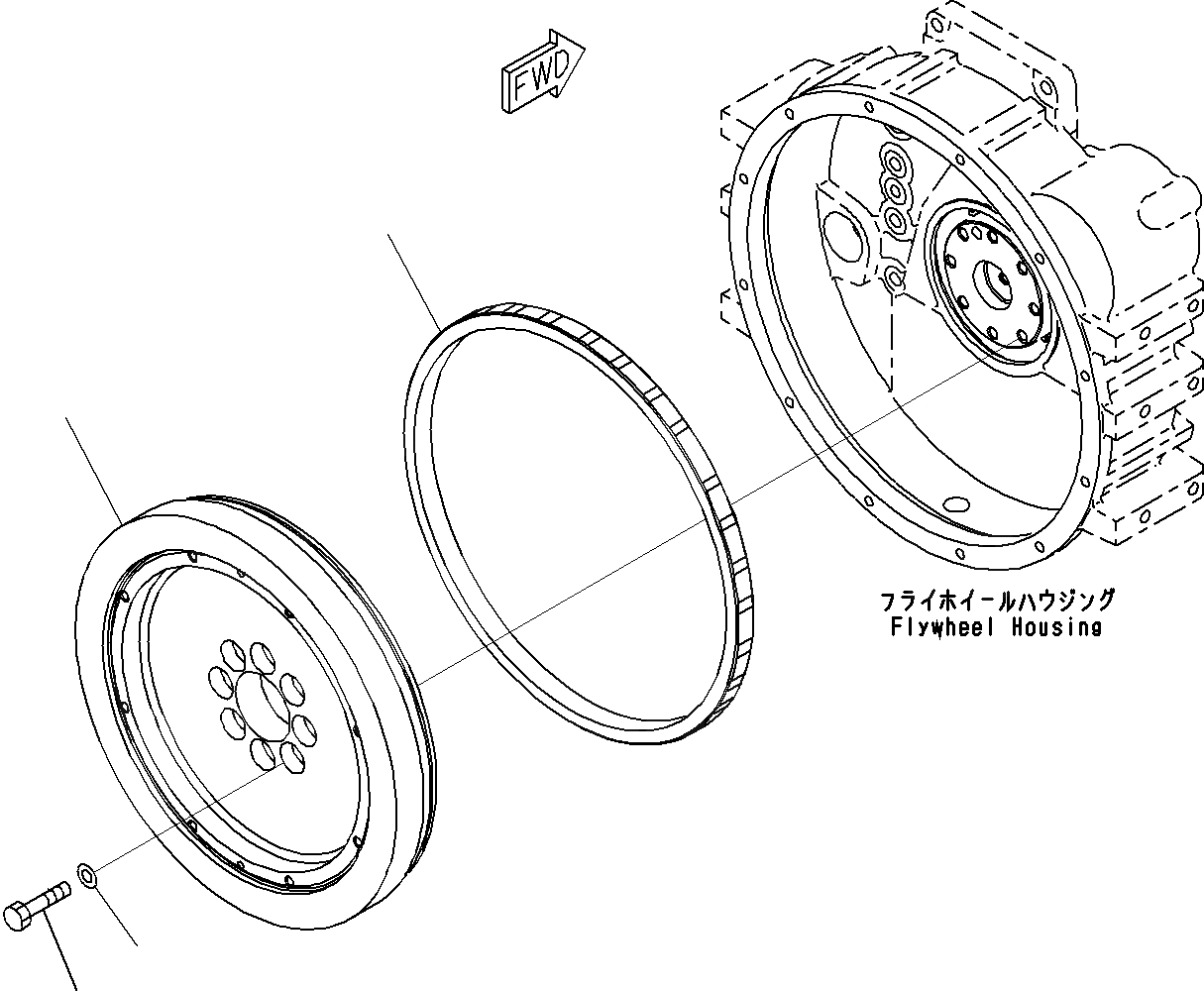 Схема запчастей Komatsu SAA6D114E-3B - МАХОВИК КРЕПЛЕНИЕS(№8-) ДВИГАТЕЛЬ КАРТЕР МАХОВИКА И МАХОВИК