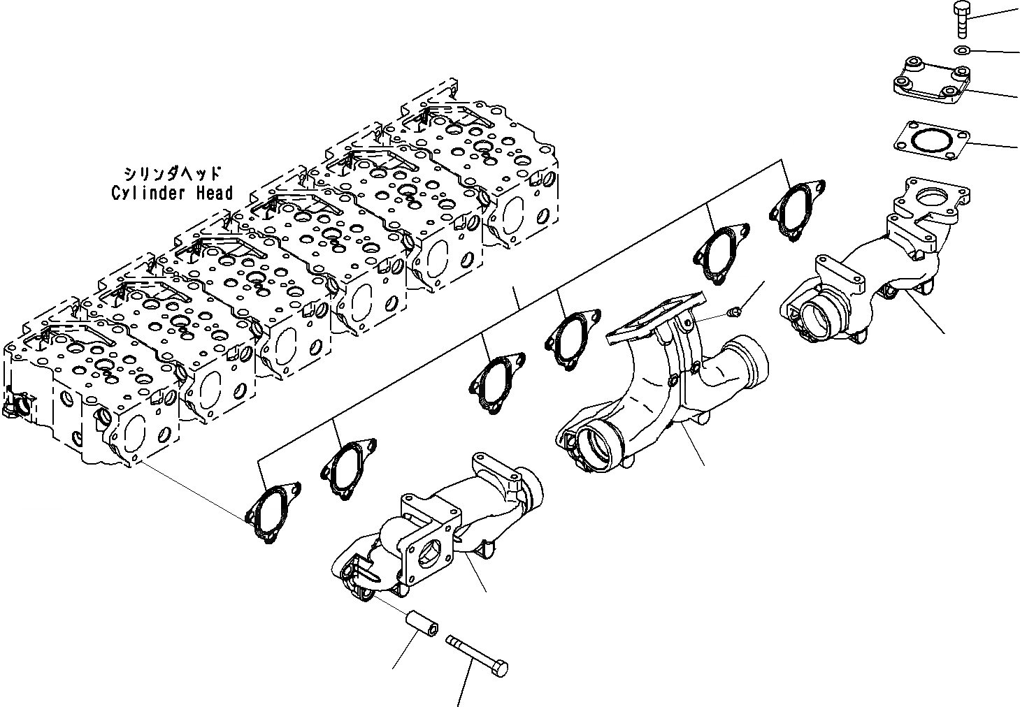 Схема запчастей Komatsu SAA6D125E-5C - ВЫПУСКНОЙ КОЛЛЕКТОР ДВИГАТЕЛЬ ГОЛОВКА ЦИЛИНДРОВ И ITS КОМПОНЕНТЫ