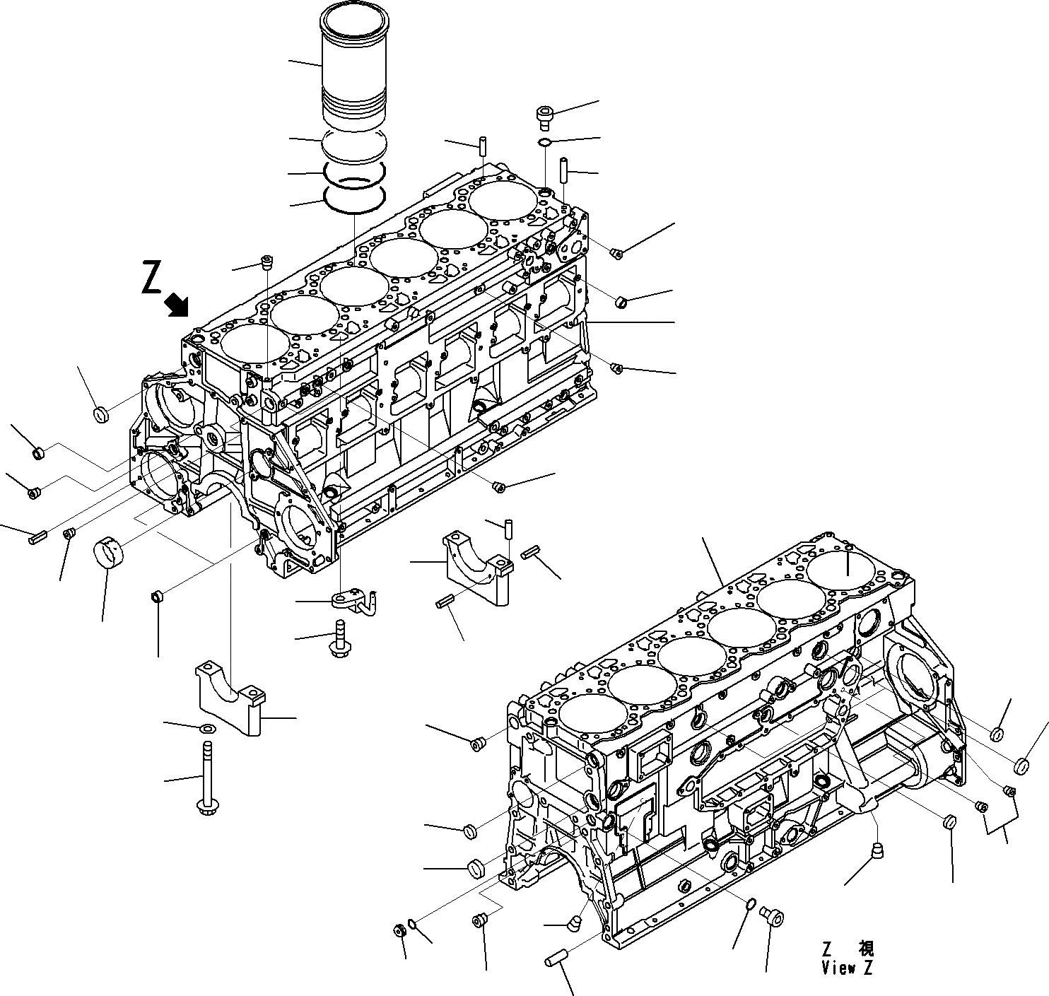 Схема запчастей Komatsu SAA6D125E-5C - БЛОК ЦИЛИНДРОВ ДВИГАТЕЛЬ БЛОК ЦИЛИНДРОВ И ITS КОМПОНЕНТЫ