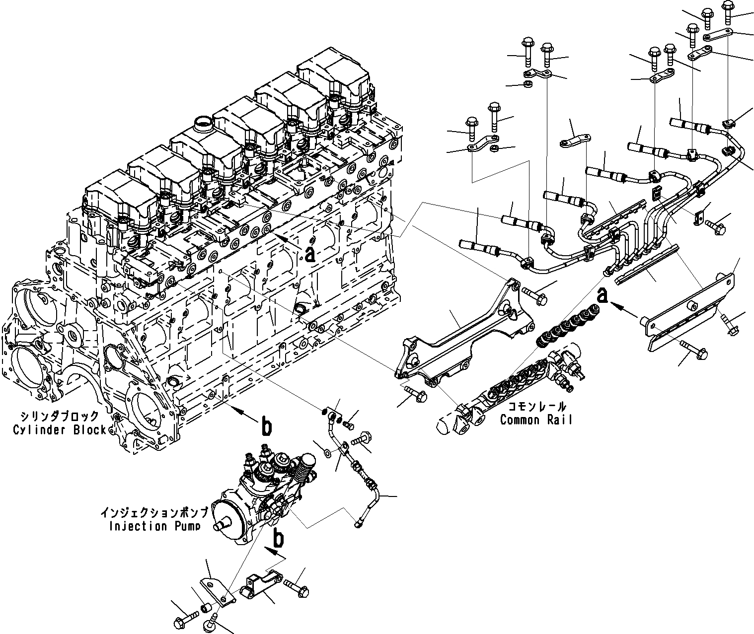 Схема запчастей Komatsu SAA6D125E-5C - ТОПЛИВН. ТРУБКИ ВПРЫСКА (/) ДВИГАТЕЛЬ ТОПЛИВН. СИСТЕМА