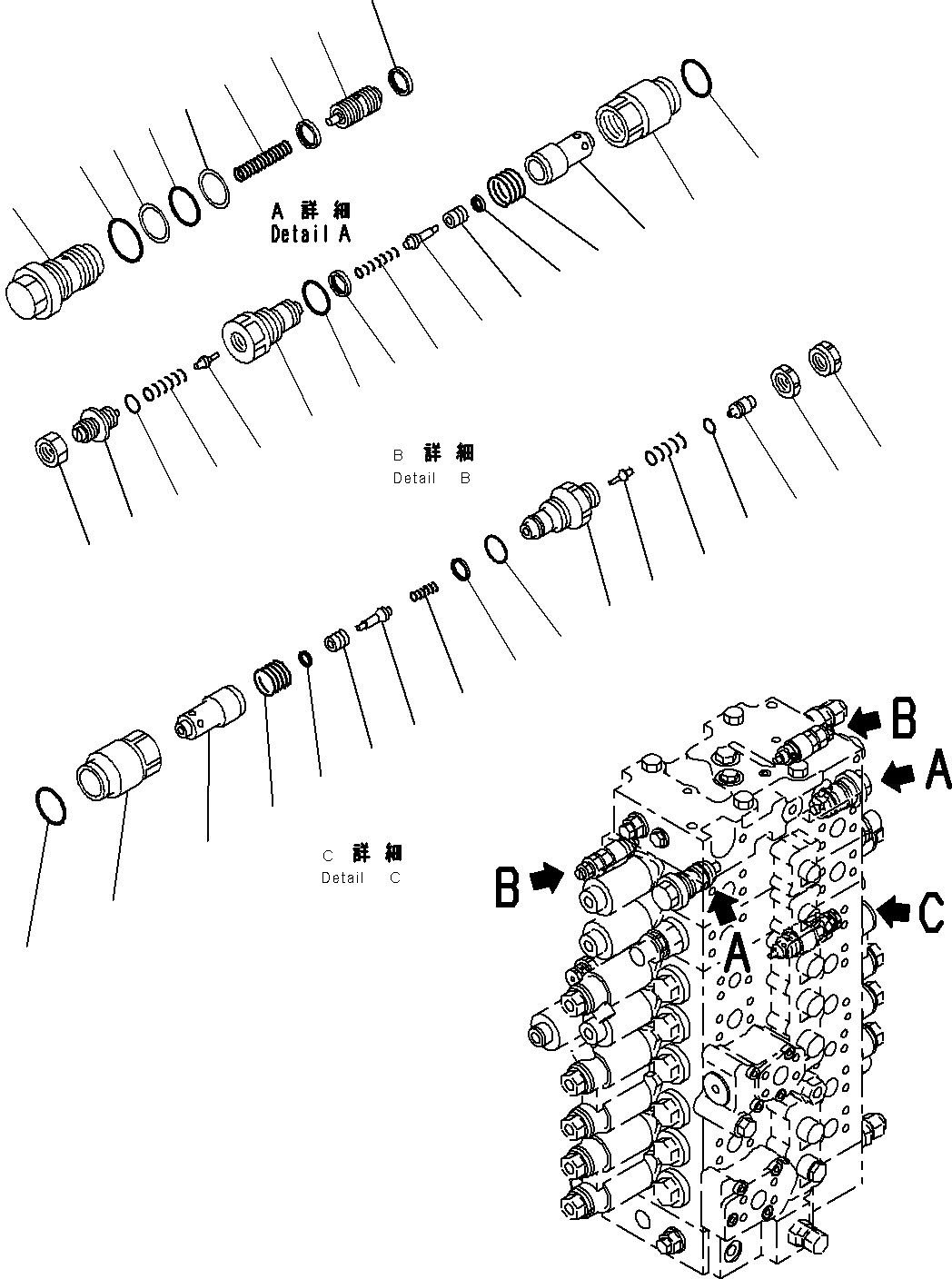 Схема запчастей Komatsu PC240-8K - ОСНОВН. УПРАВЛЯЮЩ. КЛАПАН, ДЛЯ MACHINE С -ДОПОЛН. АКТУАТОР КОНТУР(№-) ГИДРАВЛИКА