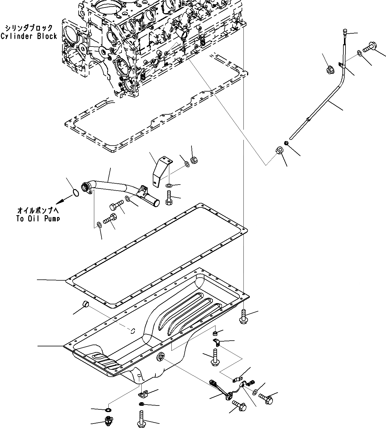 Схема запчастей Komatsu SAA6D140E-5B - ПОДДОН ДВИГ-ЛЯ(№9-) ДВИГАТЕЛЬ СИСТЕМА СМАЗКИ СИСТЕМА