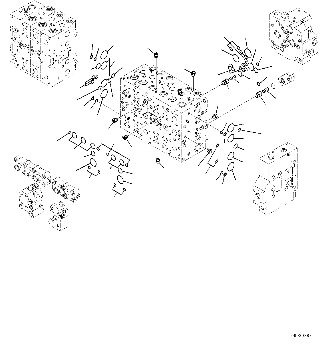 Схема запчастей Komatsu PC350-8 - УПРАВЛЯЮЩ. КЛАПАН, 9-СЕКЦИОНН. (/) (№-) УПРАВЛЯЮЩ. КЛАПАН, -ДОПОЛН. АКТУАТОР ТРУБЫ, АККУМУЛЯТОР