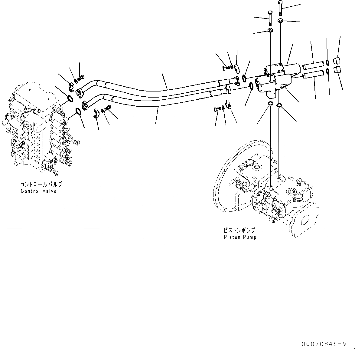 Схема запчастей Komatsu PC350-8 - ПОДАЮЩ. ТРУБЫ, (№8-) ПОДАЮЩ. ТРУБЫ, С ПРОХОДНЫМ ФИЛЬТРОМ